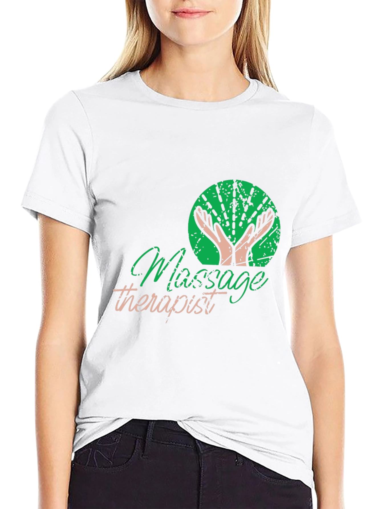 Black Massage Therapist Graphic T-Shirt - Black view 9