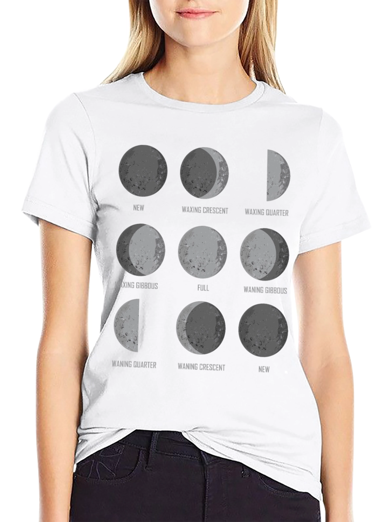 Black Moon Phases Graphic Tee - Astronomy T-Shirt view 9