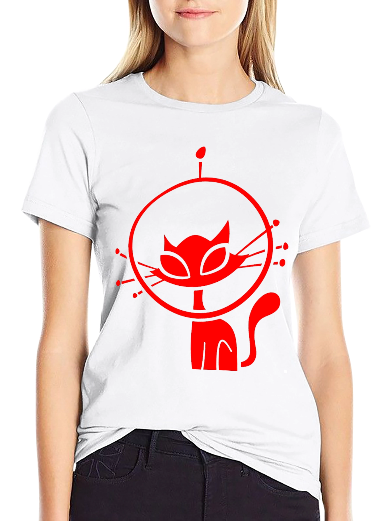 Black Retro Cat Astronaut Black Graphic Tee view 9