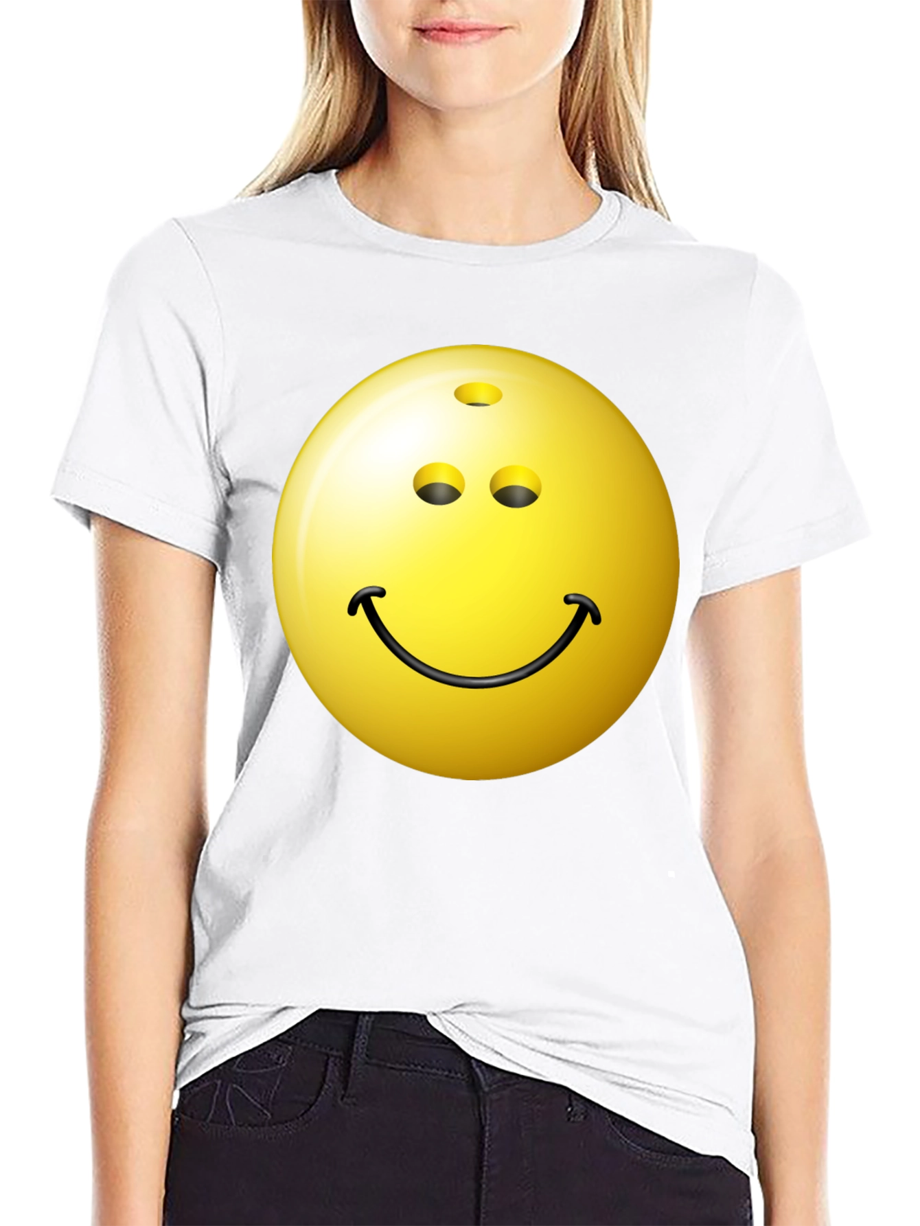 Black Bowling Ball Smiley Face Black T-Shirt view 9
