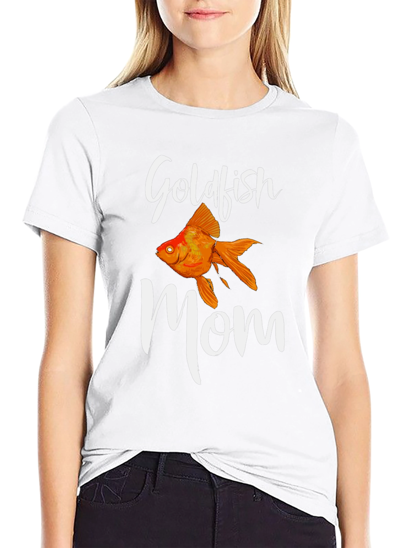 Black Goldfish Mom T-Shirt - Black Cotton Tee view 9