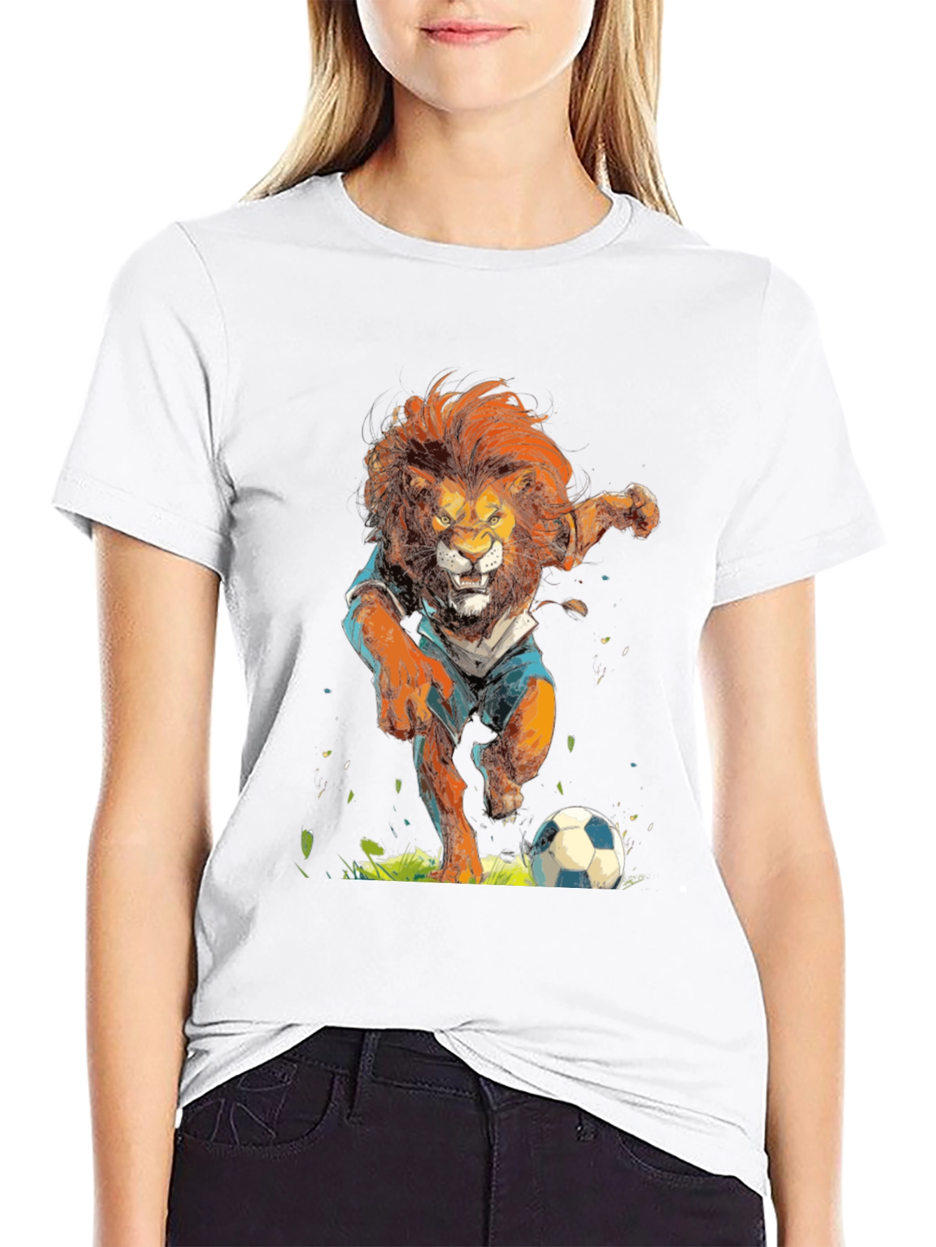 Black Lion Soccer T-Shirt - Black Graphic Tee view 9