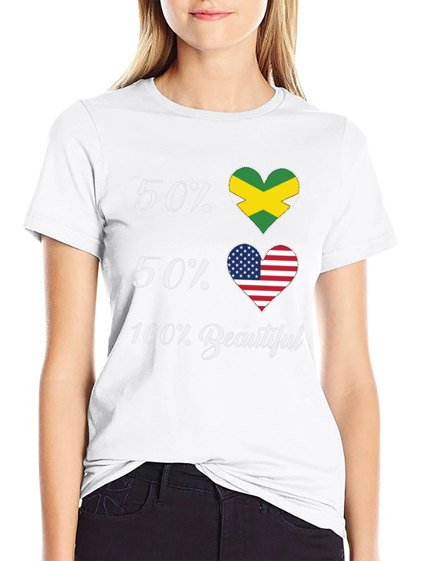 Jamaican American Pride T-Shirt - 50/50 Flags - 9