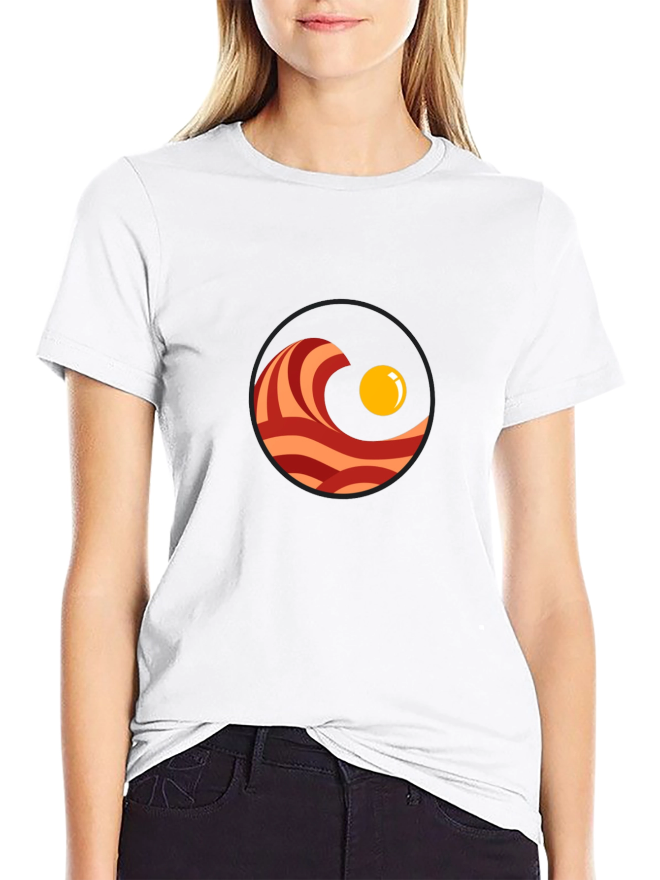 Black Bacon & Egg T-Shirt - Funny Breakfast Graphic Tee view 9