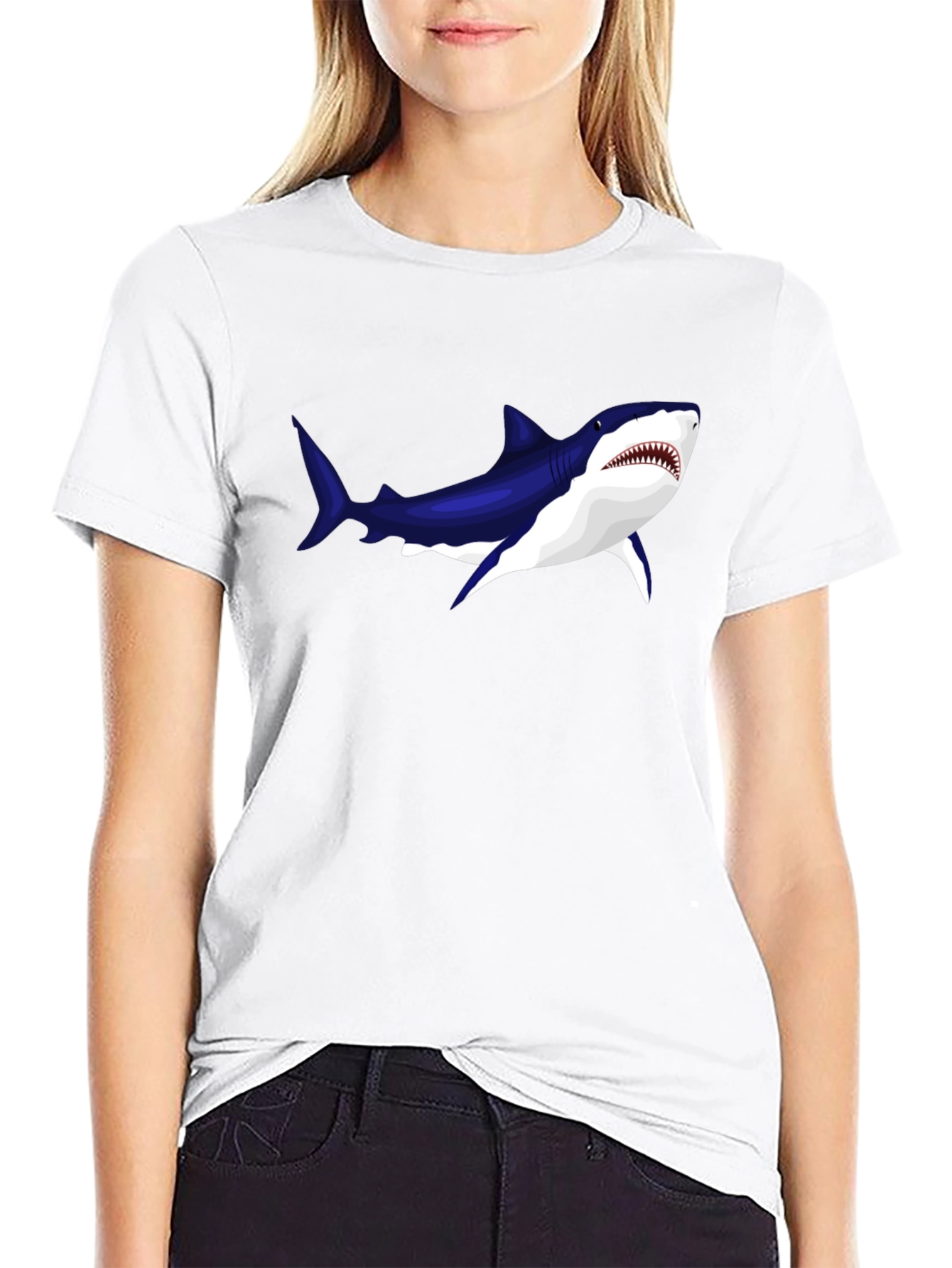 Black Cool Shark Graphic Black T-Shirt view 9
