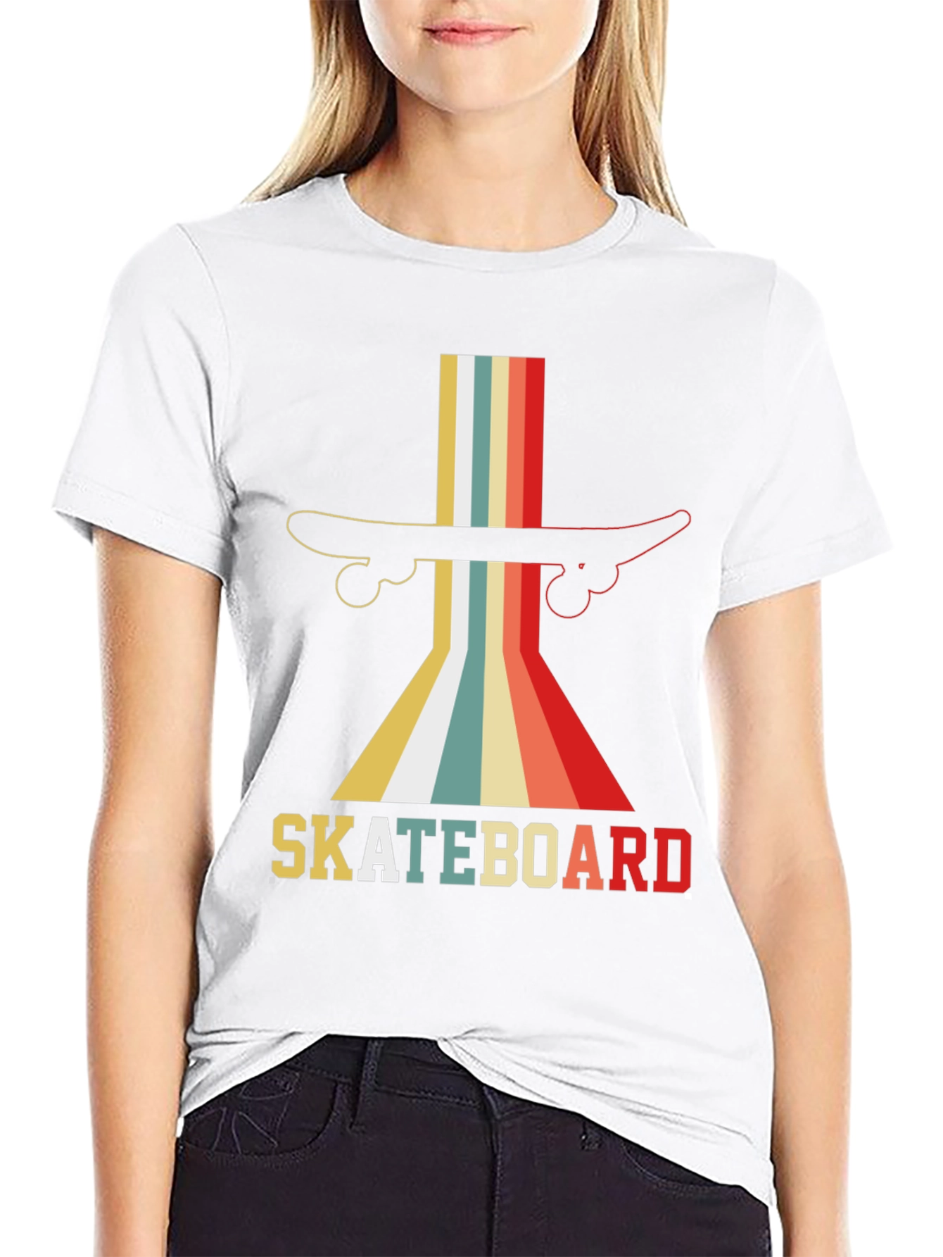 Black Retro Skateboard Graphic Tee - Vintage Style Shirt view 9