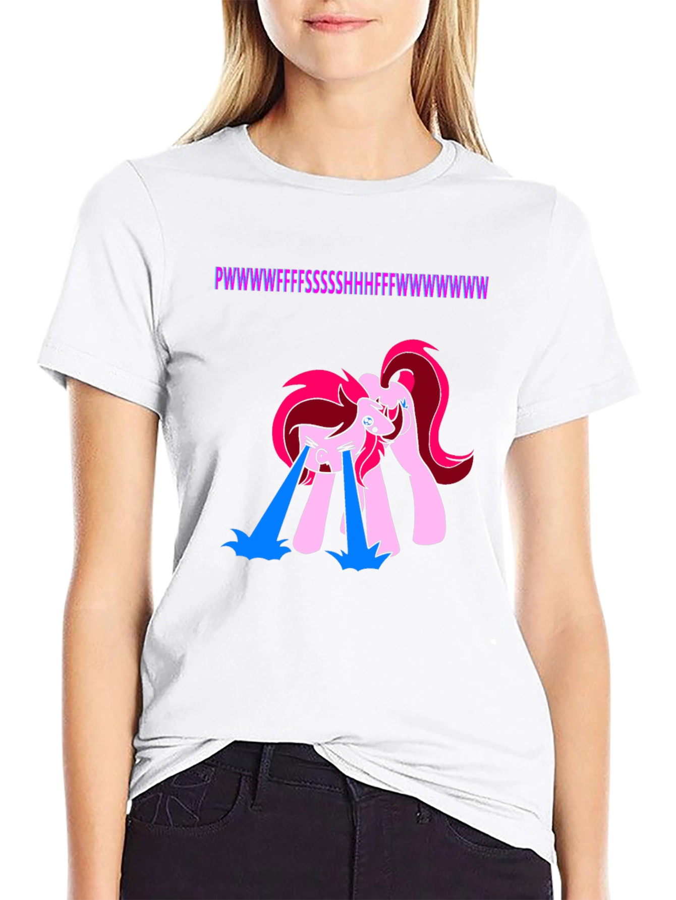 Black Funny Crying Pony Black T-Shirt view 9