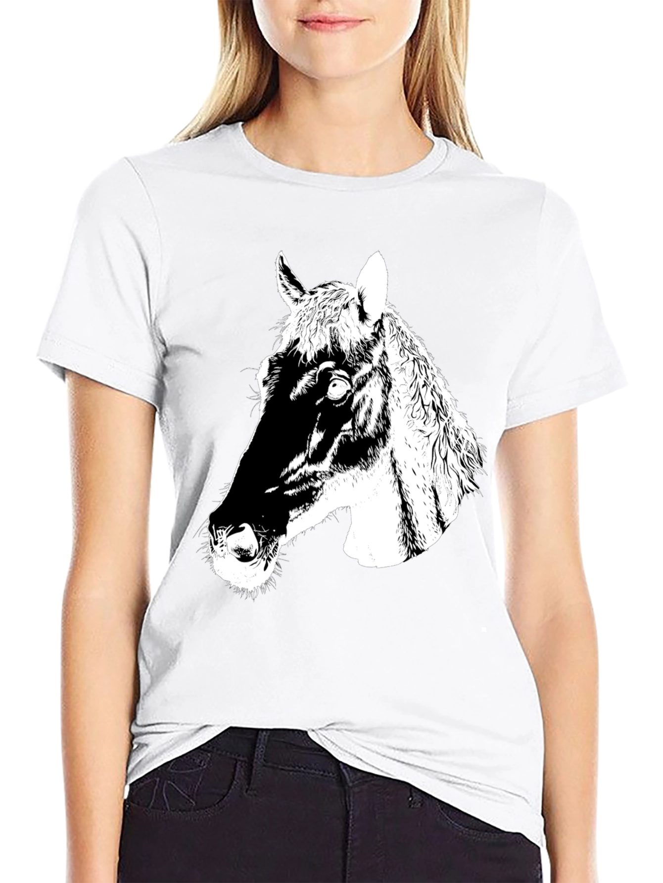 Black Men's Black Horse Graphic T-Shirt view 9