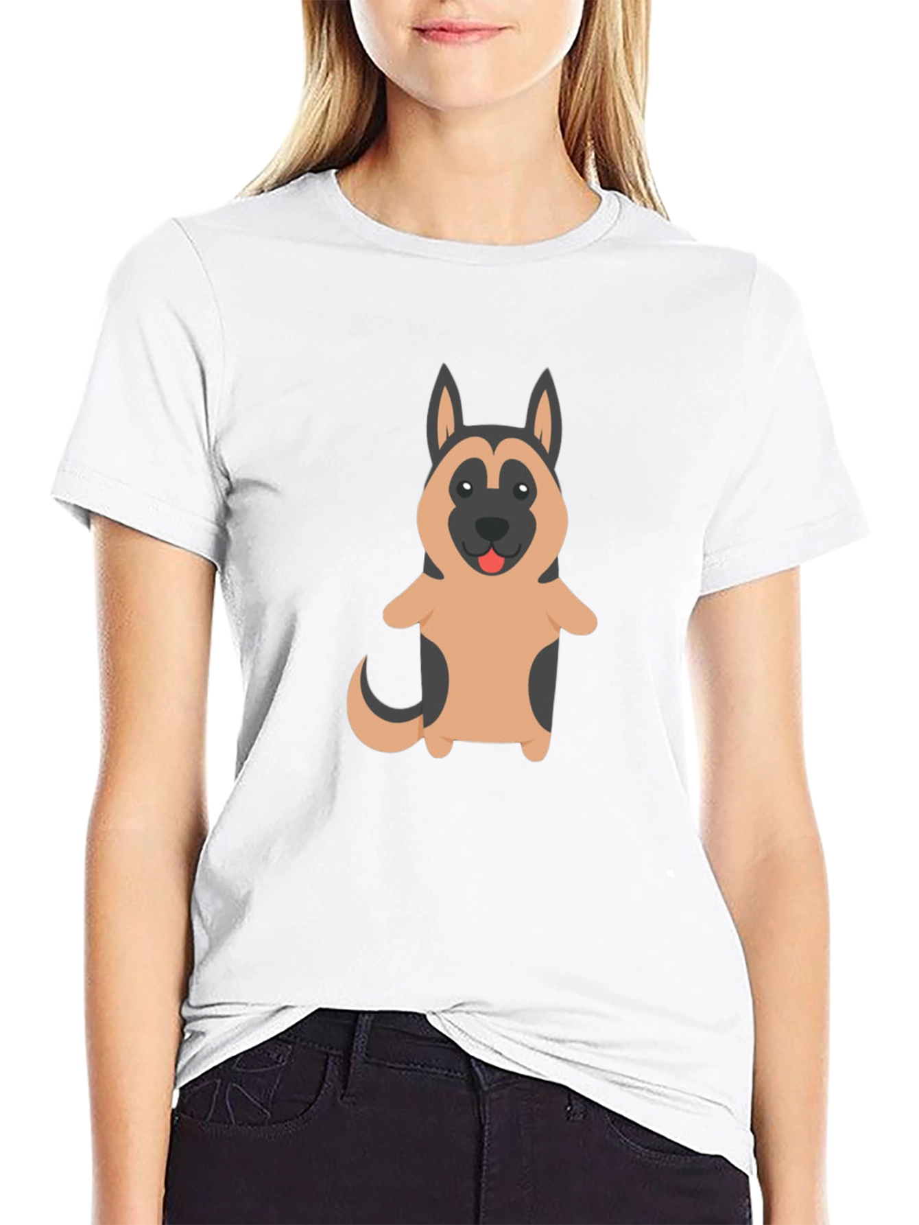 Black German Shepherd Dog Cartoon Graphic T-Shirt view 9
