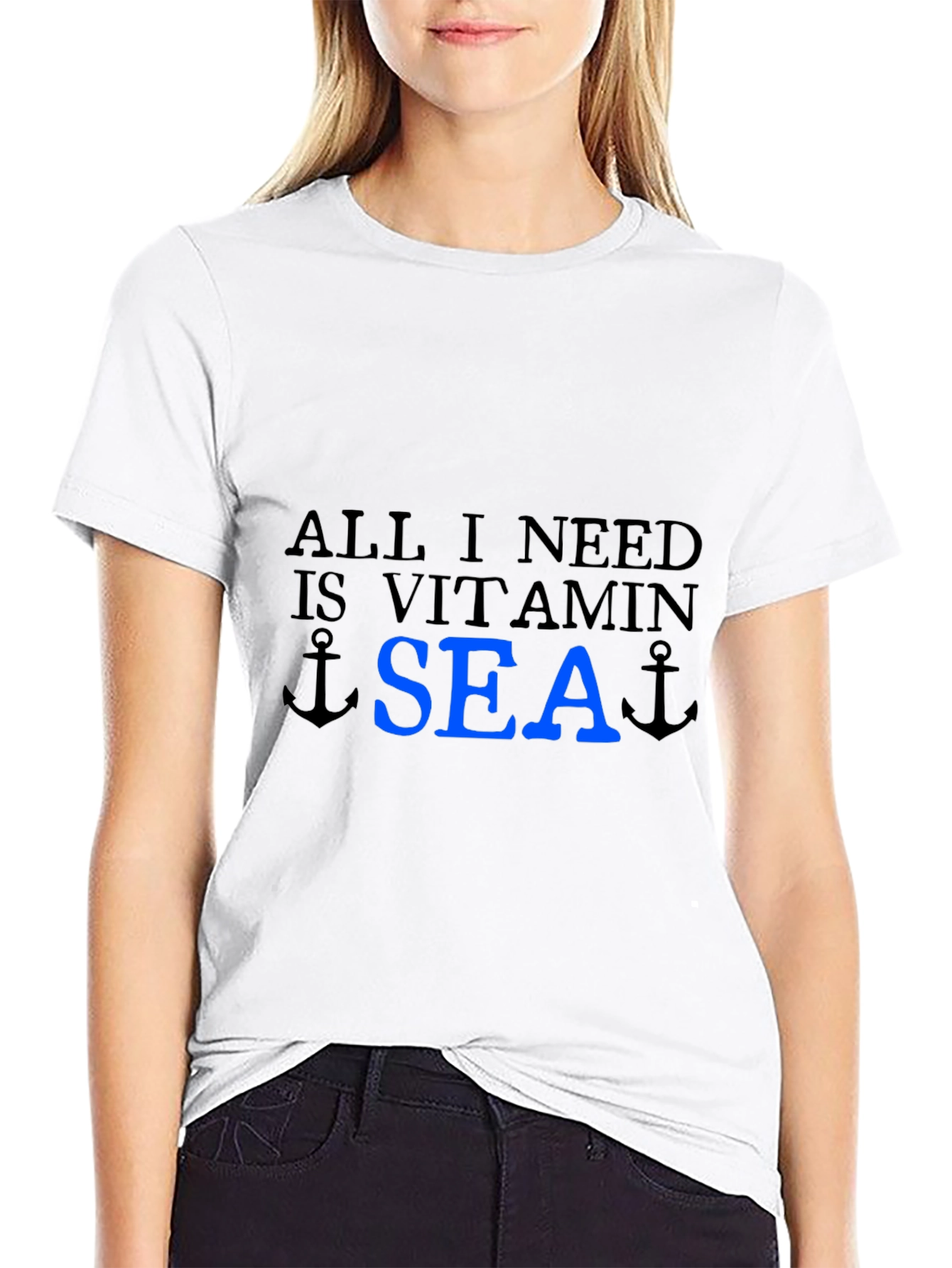Black Vitamin Sea T-Shirt - Black Cotton Tee view 9