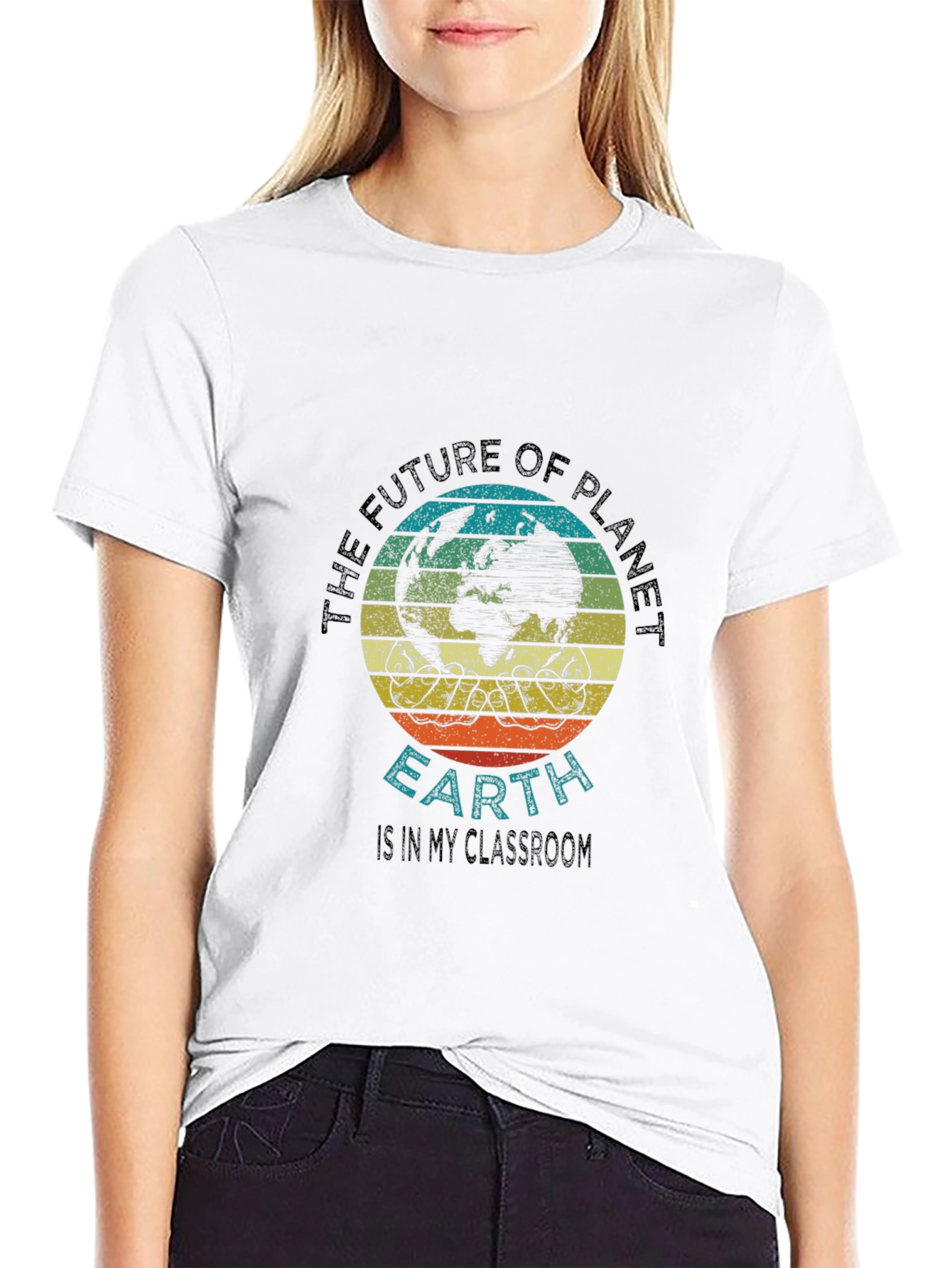 Black Planet Earth Classroom T-Shirt view 9