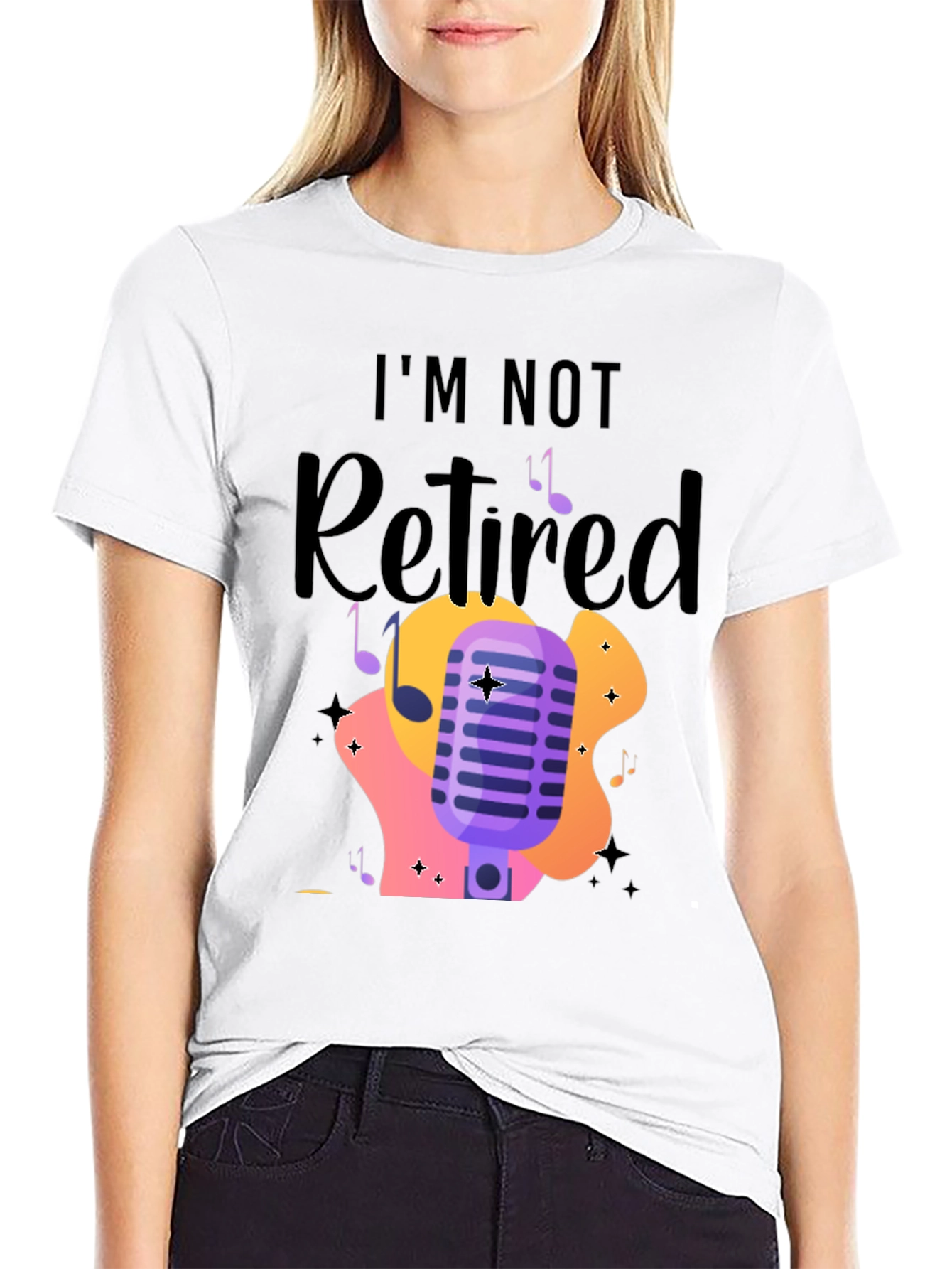 Black I'm Not Retired Music Lover T-Shirt view 9