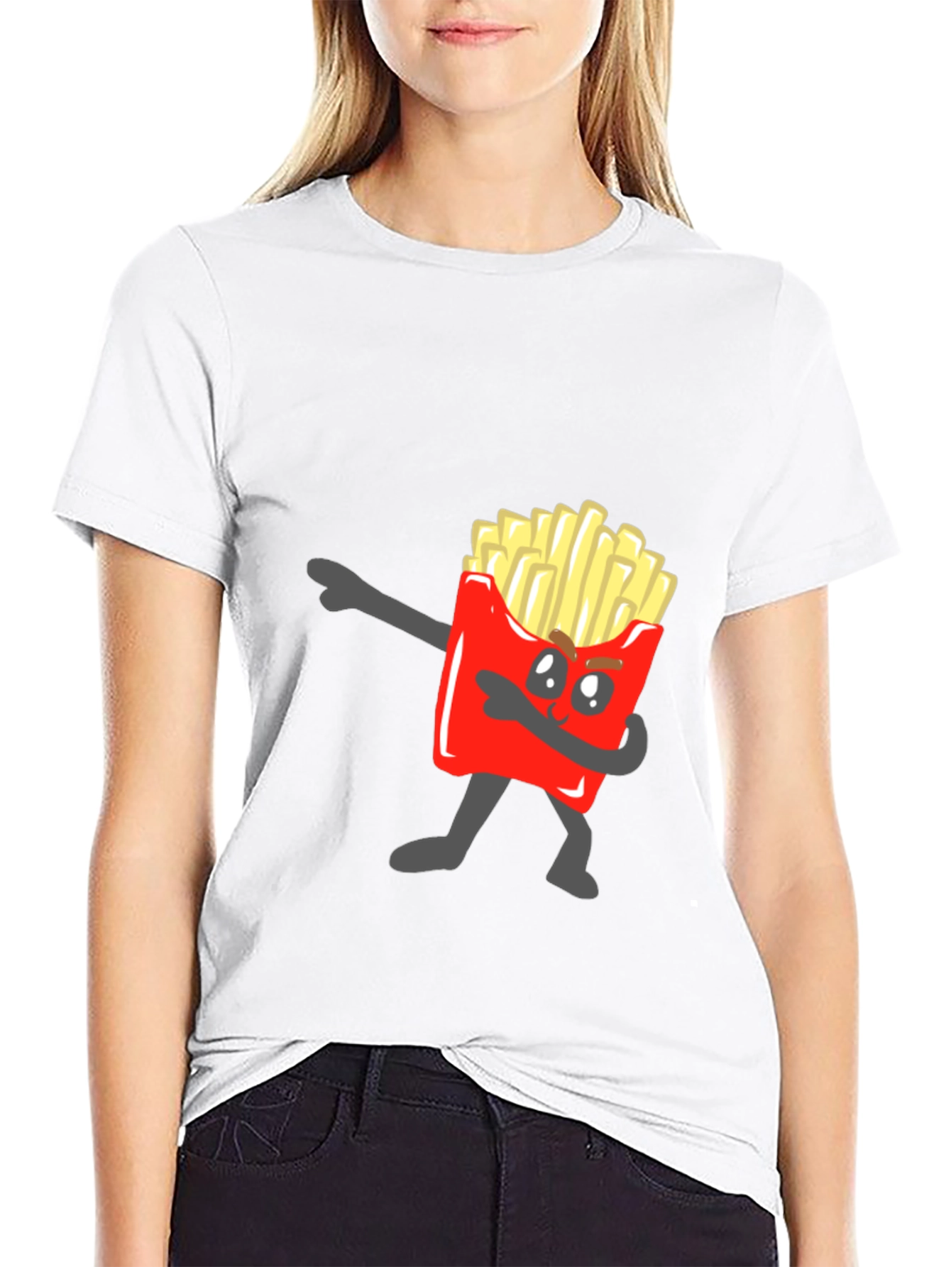 Black Funny French Fry Dab T-Shirt - Unique Design view 9