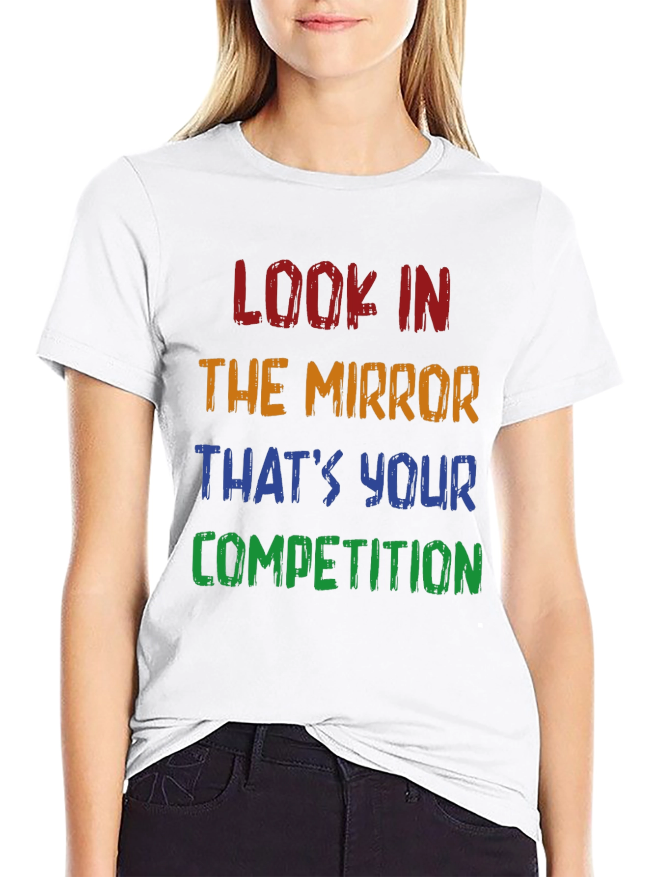 Black Motivational T-Shirt: Look in the Mirror - Competition view 9
