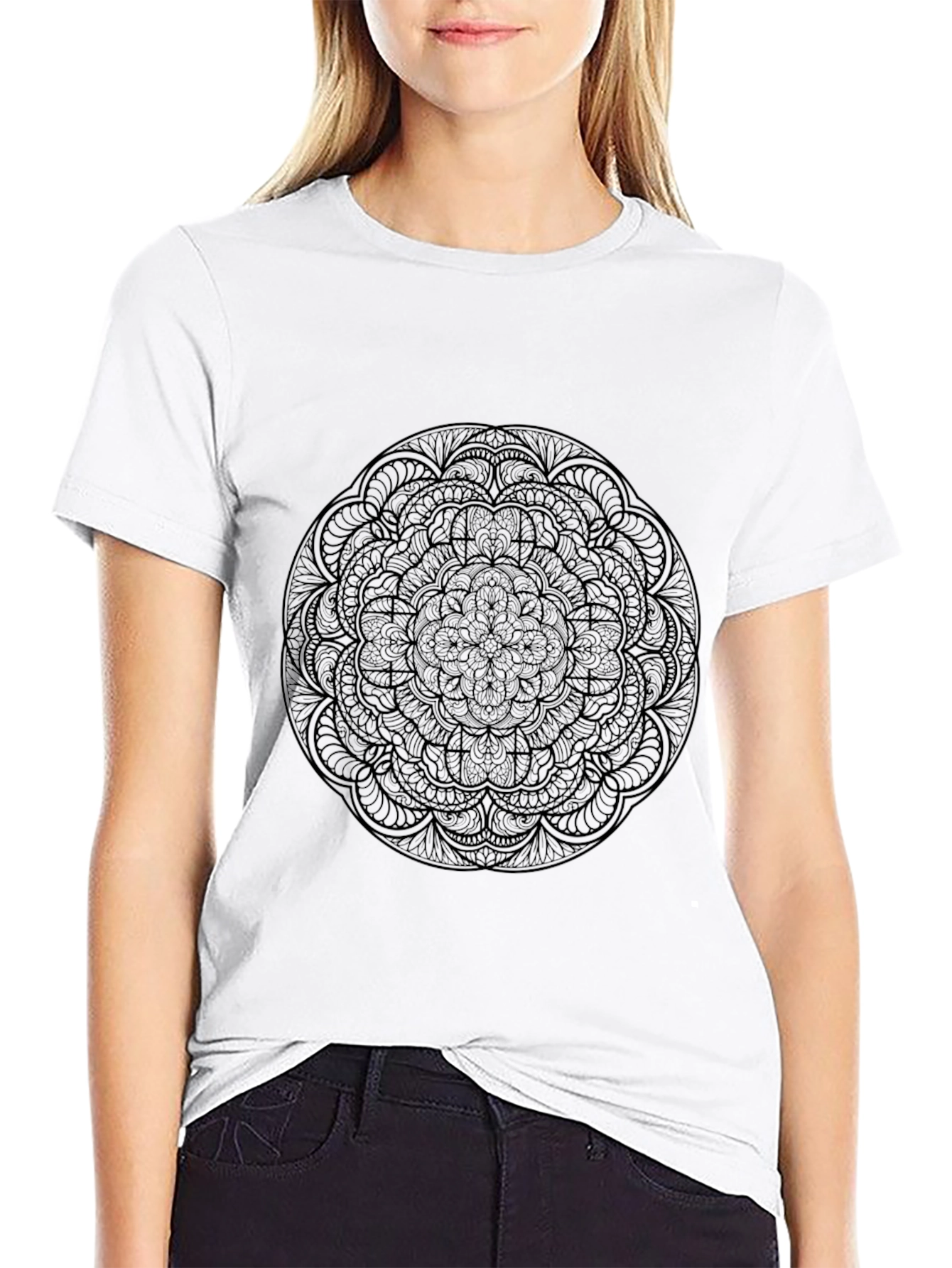 Black Black Mandala Graphic T-Shirt view 9