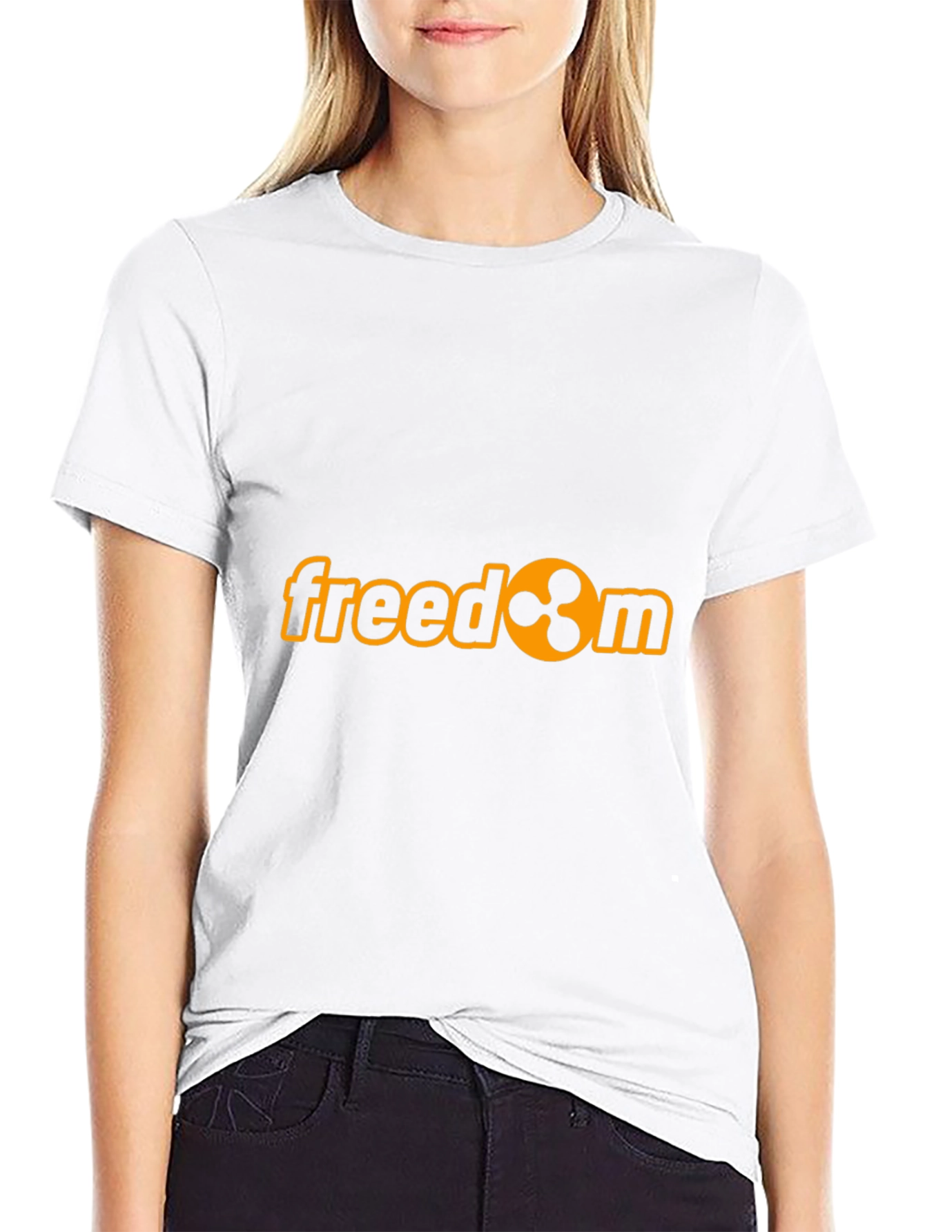 Black Freedom Ripple Cryptocurrency Graphic T-Shirt view 9