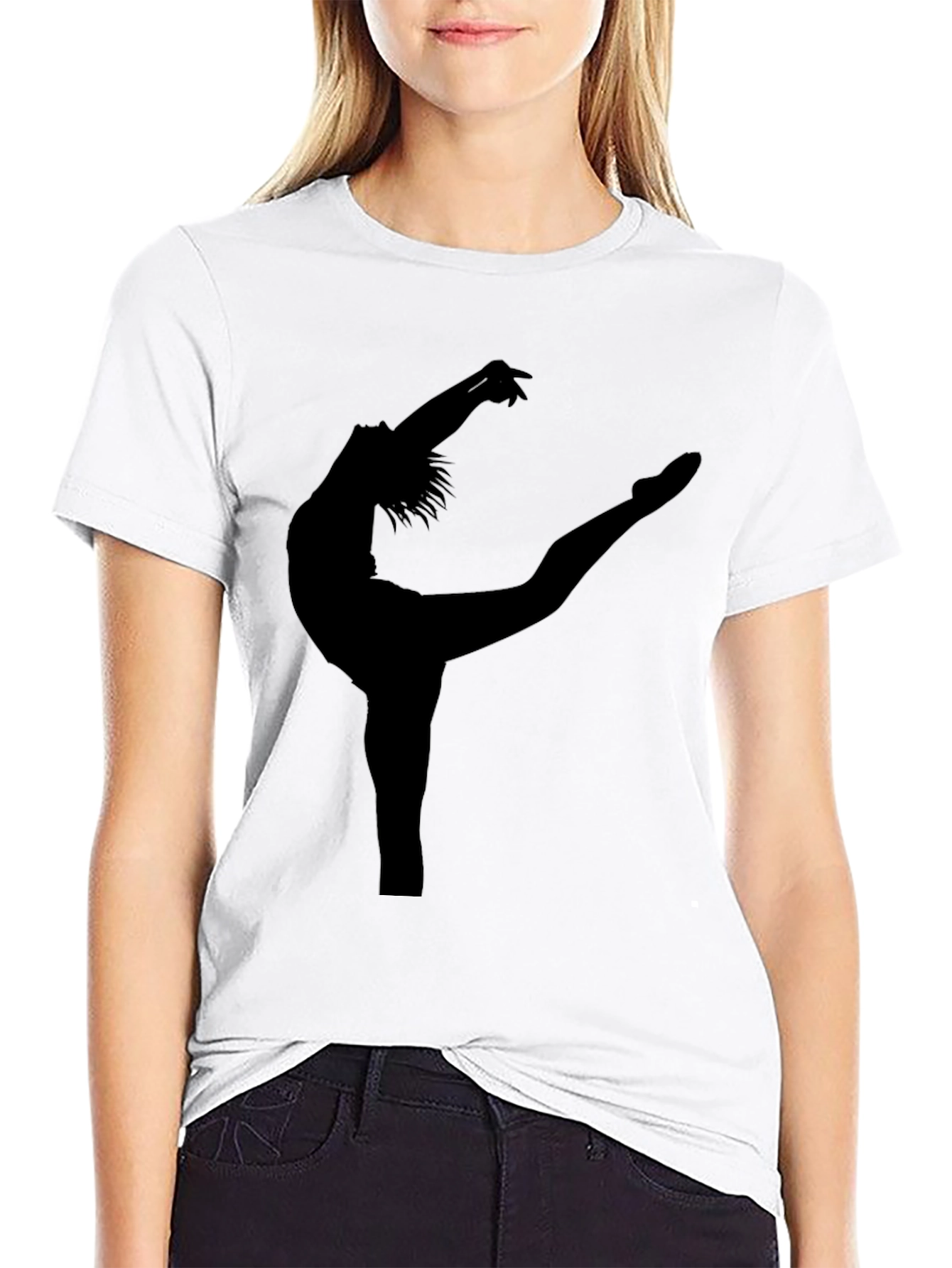 Black Ballet Dancer Silhouette Black T-Shirt view 9