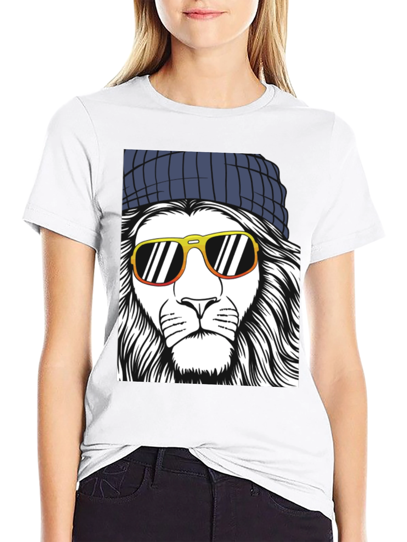 Black Cool Lion Graphic Tee - Men's Black T-Shirt view 9