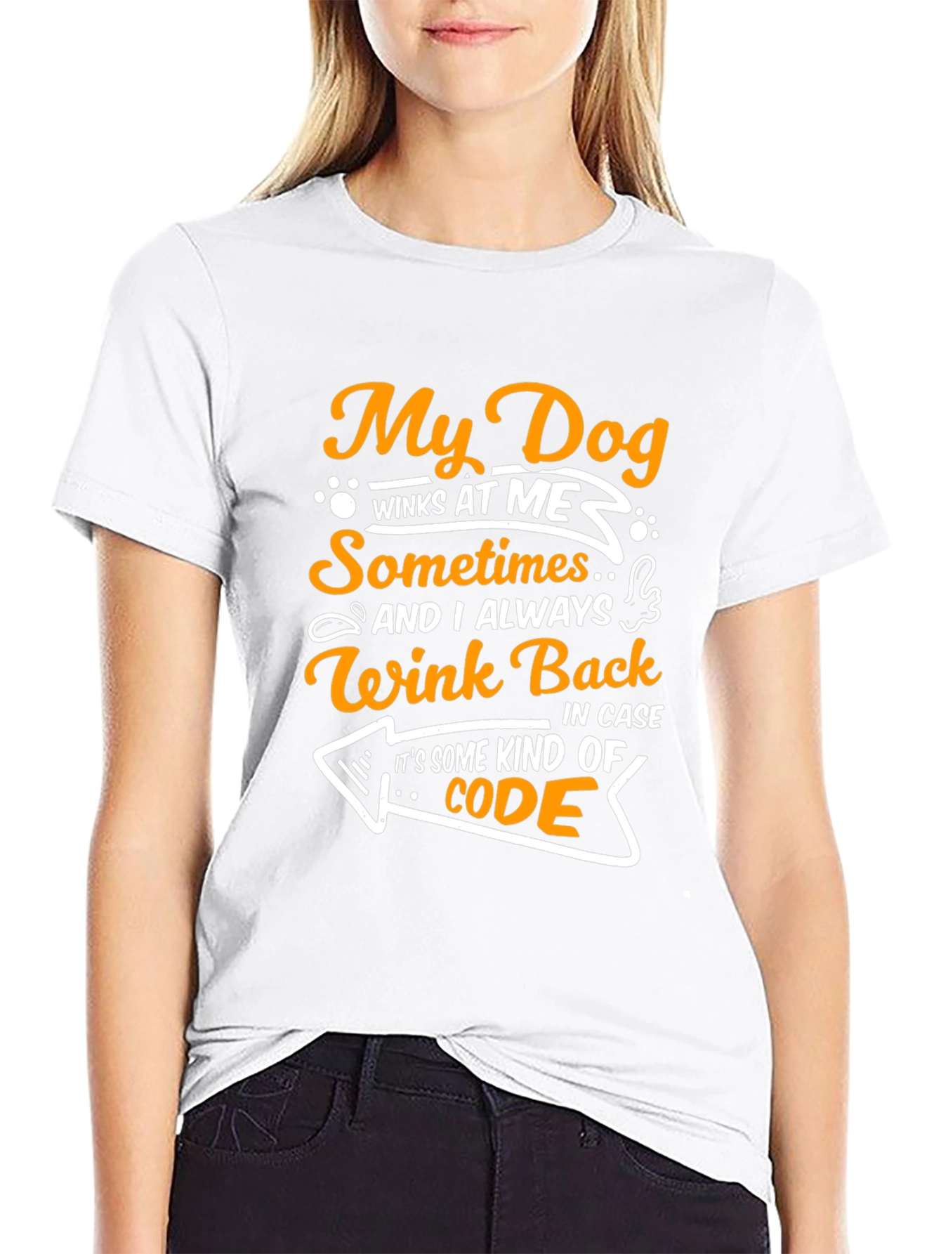 Black My Dog Winks at Me Funny T-Shirt view 9