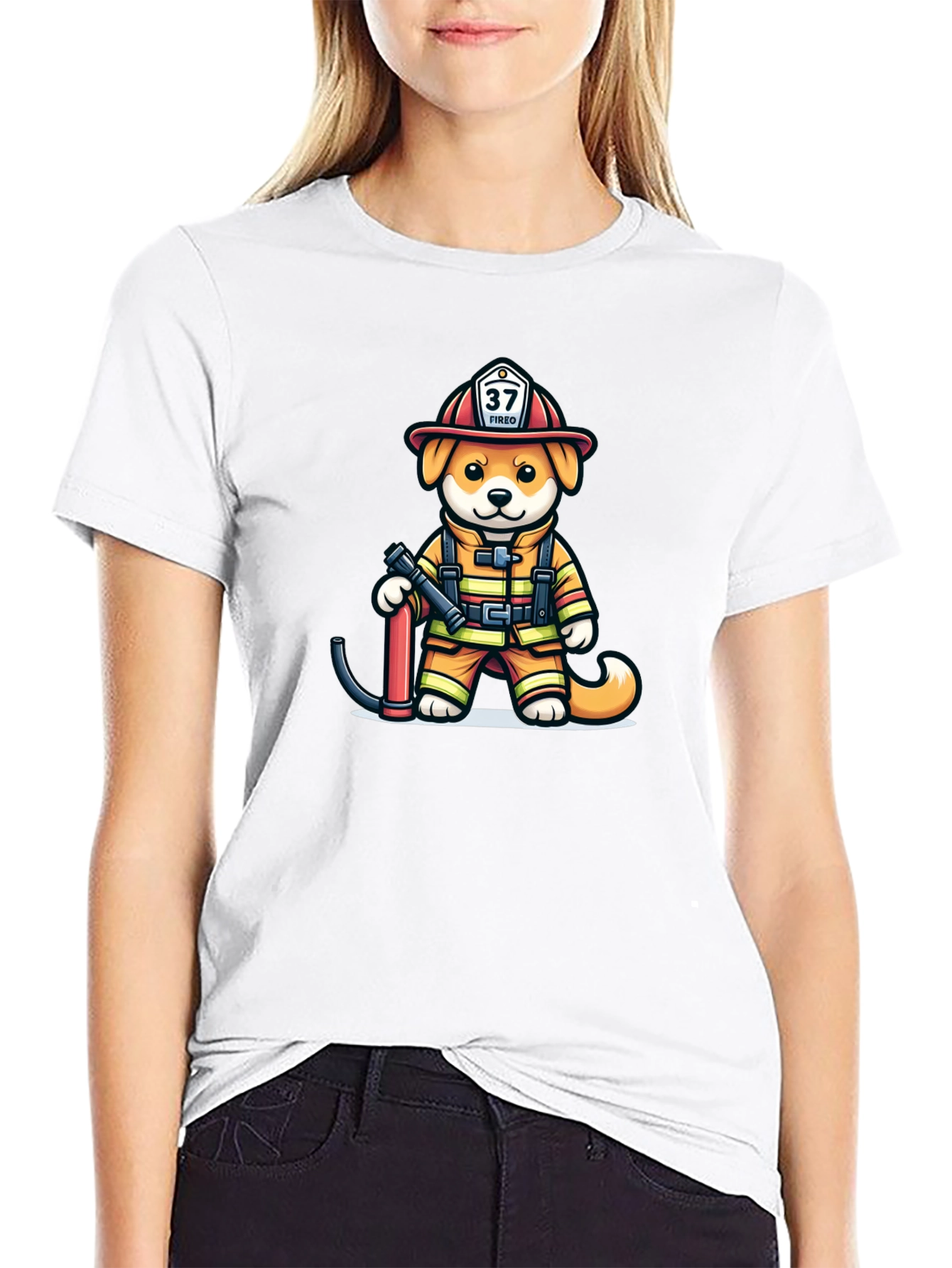Black Firefighter Dog T-Shirt: Fired Up Pup! view 9