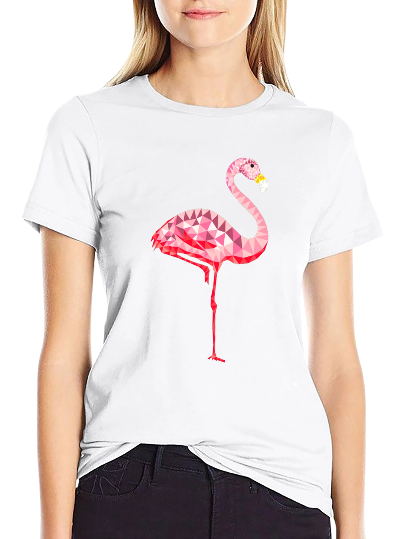 Geometric Flamingo Graphic Tee - Stylish Men's Black T-Shirt - 9