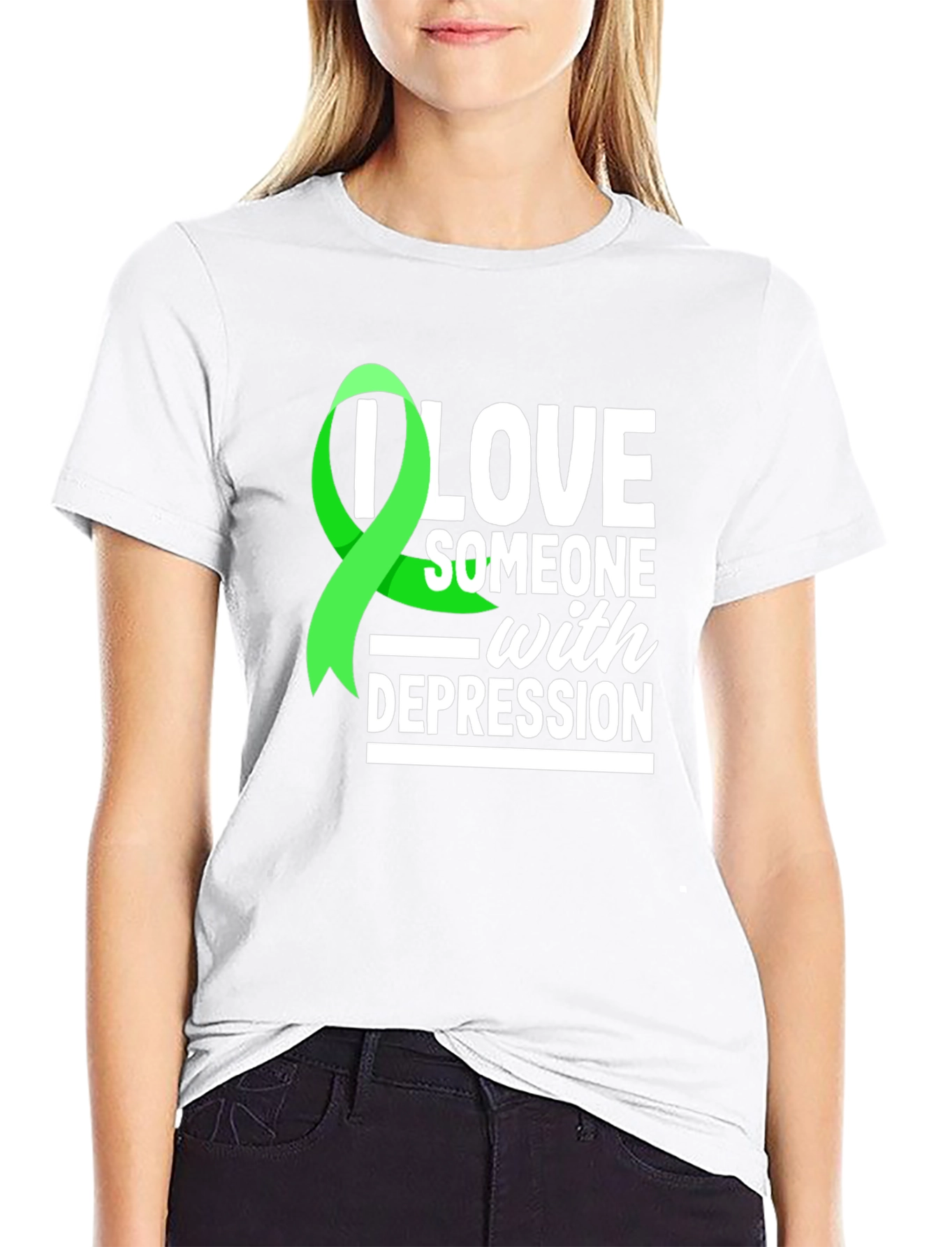 Black I Love Someone With Depression Awareness T-Shirt view 9