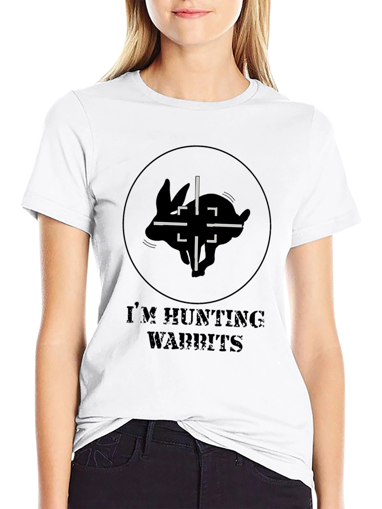 Black I'm Hunting Wabbits T-Shirt view 9