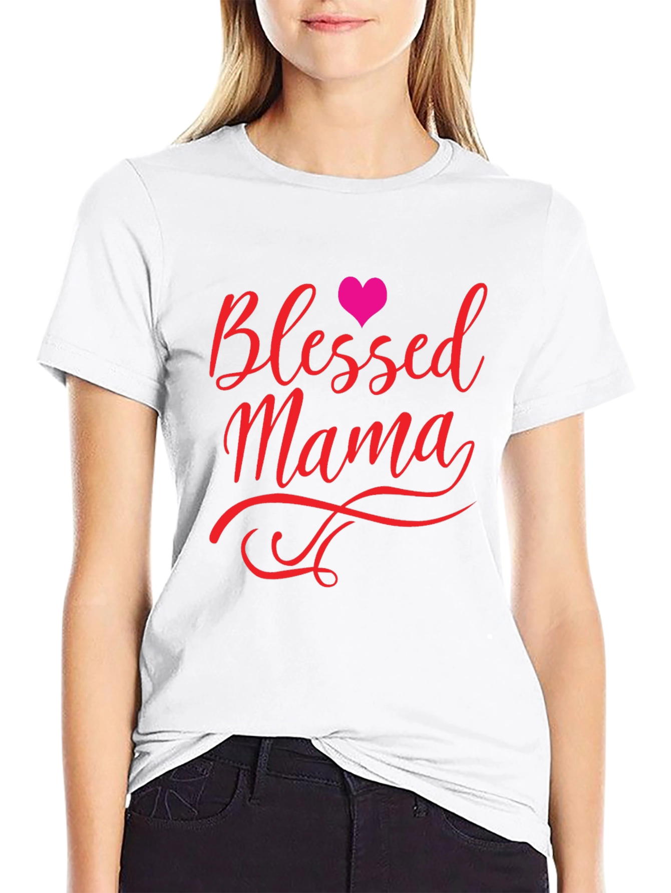 Black Blessed Mama Black T-Shirt view 9