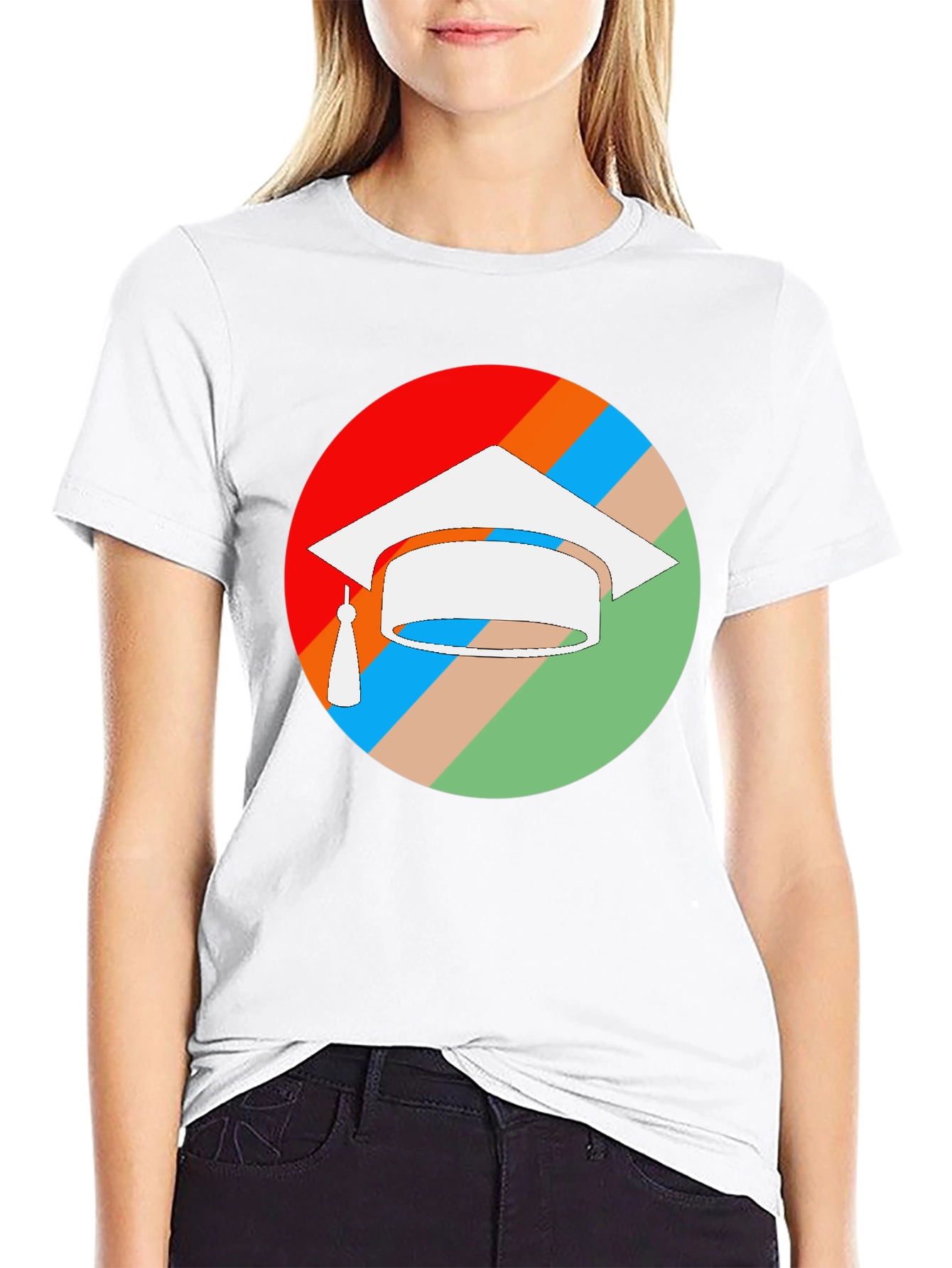 Black Graduation Cap T-Shirt - Colorful Celebration view 9
