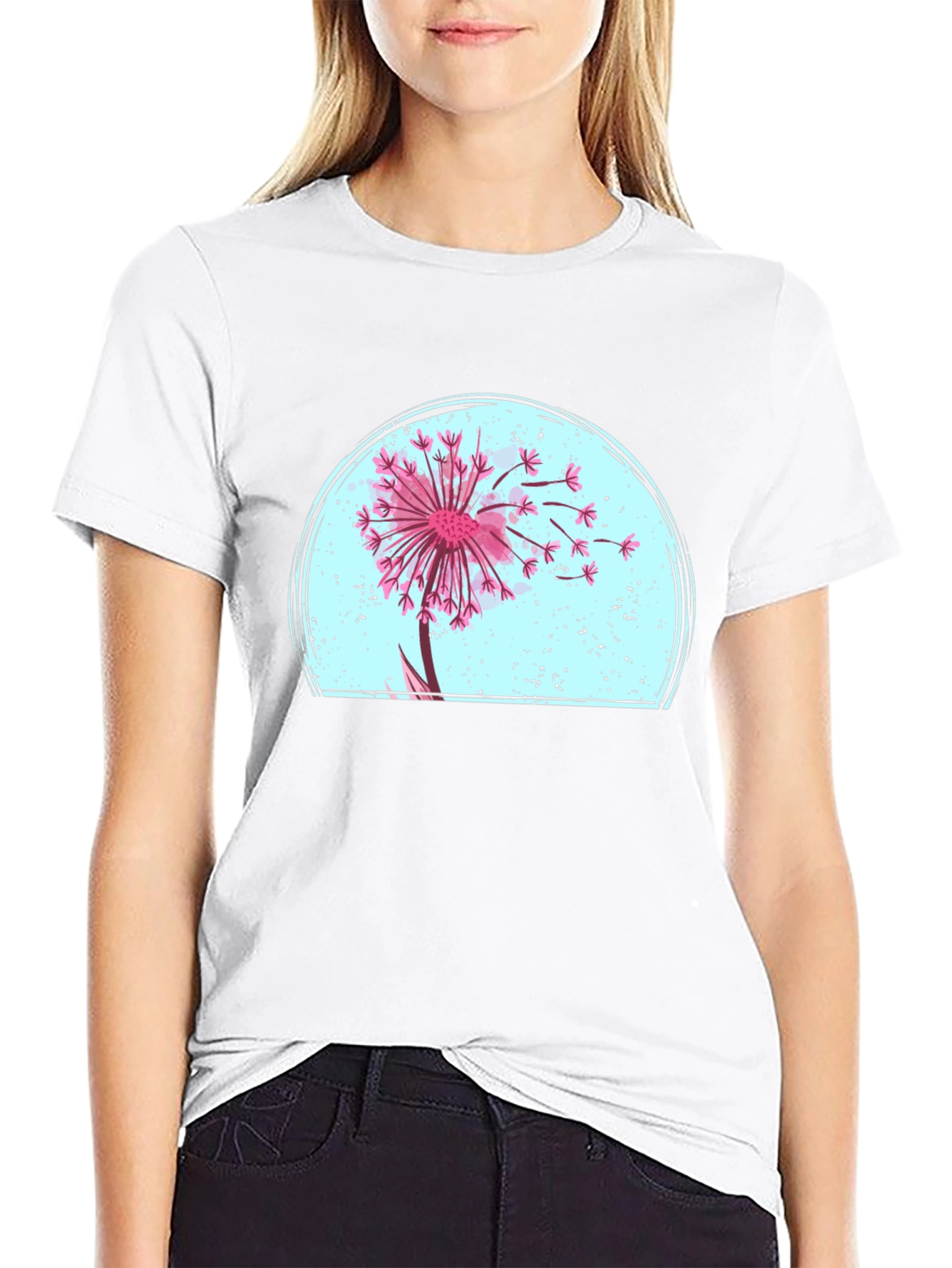 Black Dandelion Graphic Tee - Relaxed Fit Black T-Shirt view 9