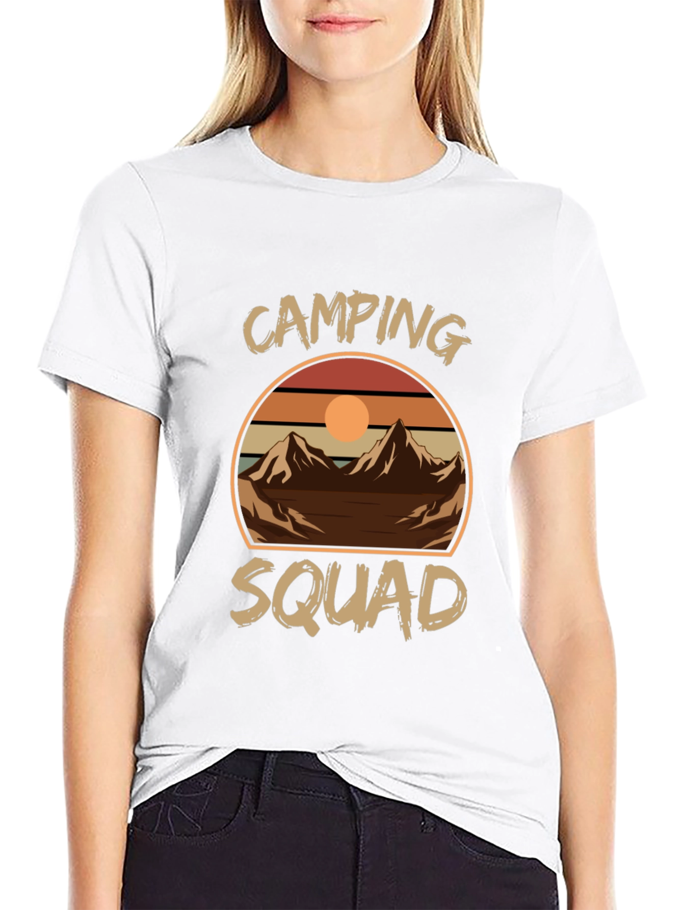 Black Camping Squad Tee - Retro Mountain Adventure Shirt view 9