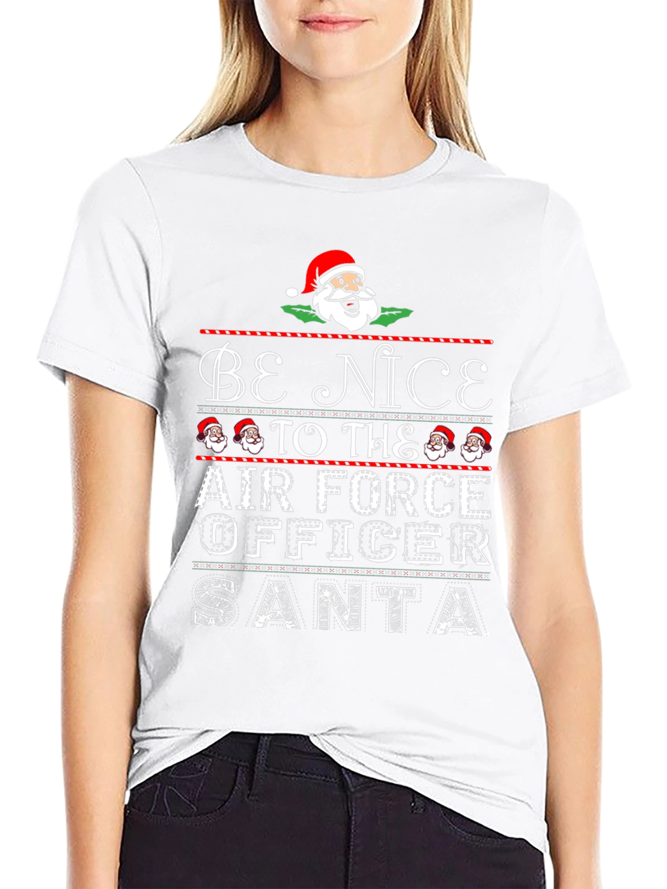 Black Be Nice to The Air Force Officer Santa Christmas T-Shirt view 9