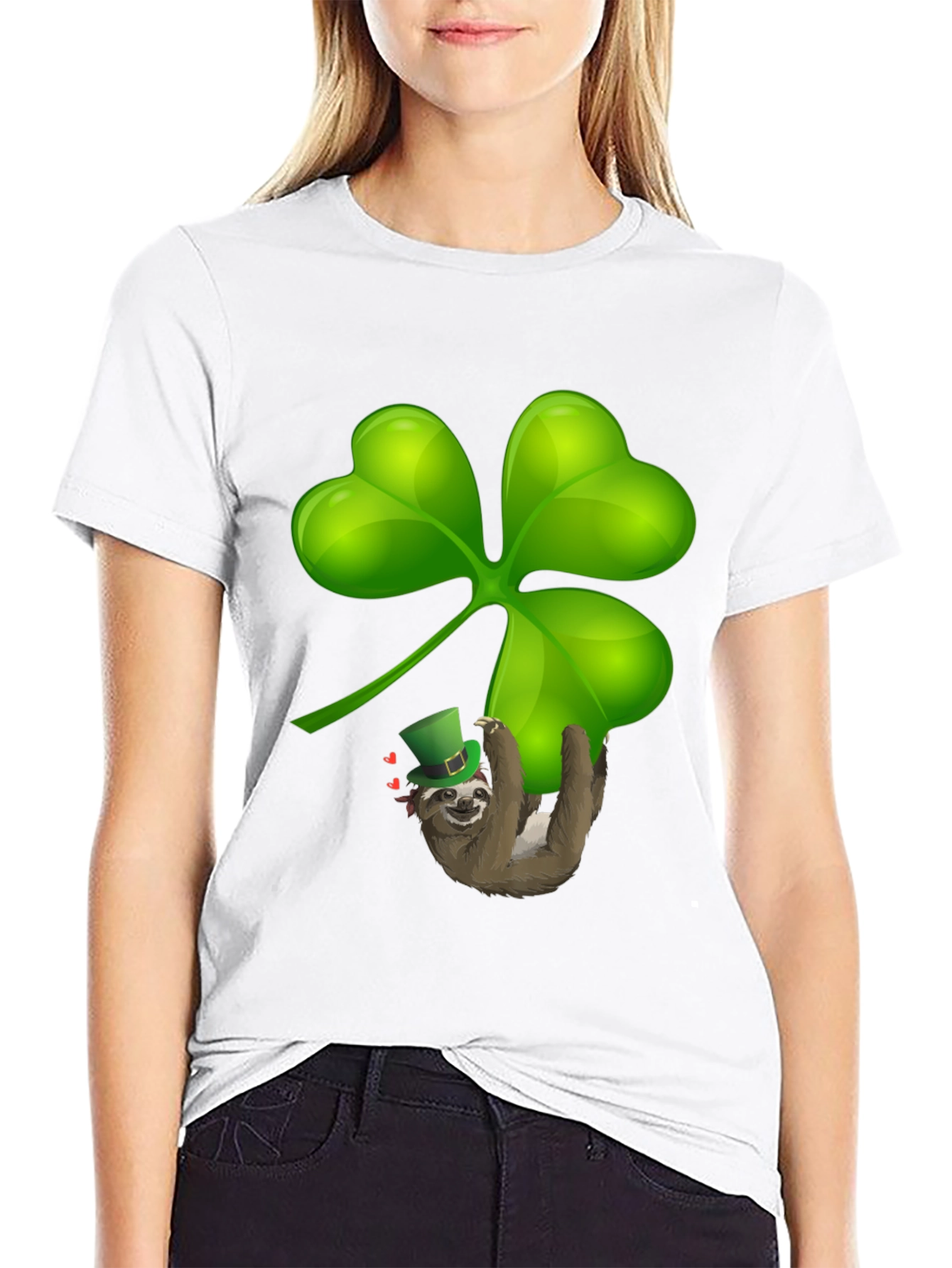 Black Sloth Shamrock T-Shirt - St. Patrick's Day Luck view 9