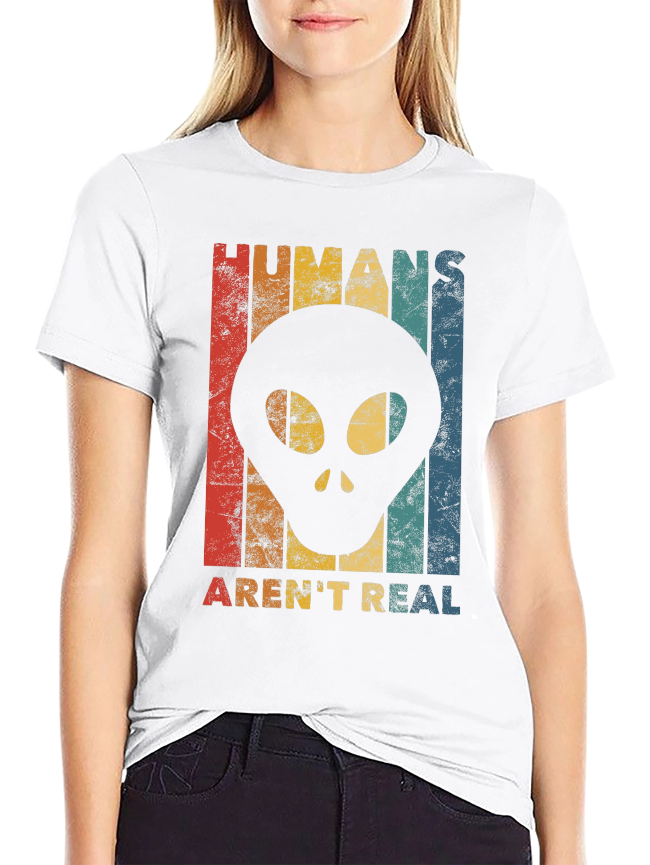 Black Humans Aren't Real Alien T-Shirt view 9