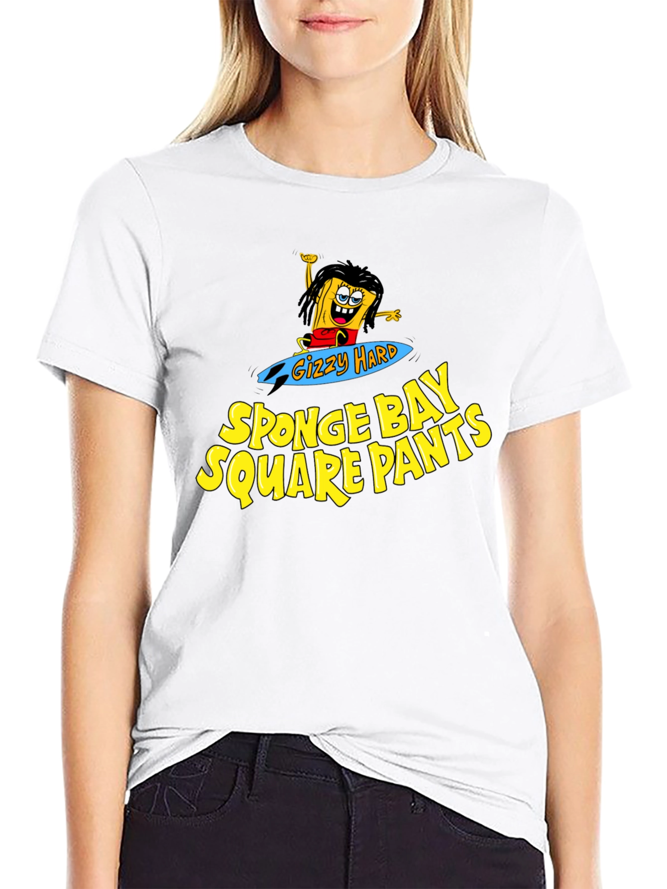 Black Sponge Bay Square Pants T-Shirt - Gizzy Hard Parody Tee view 9
