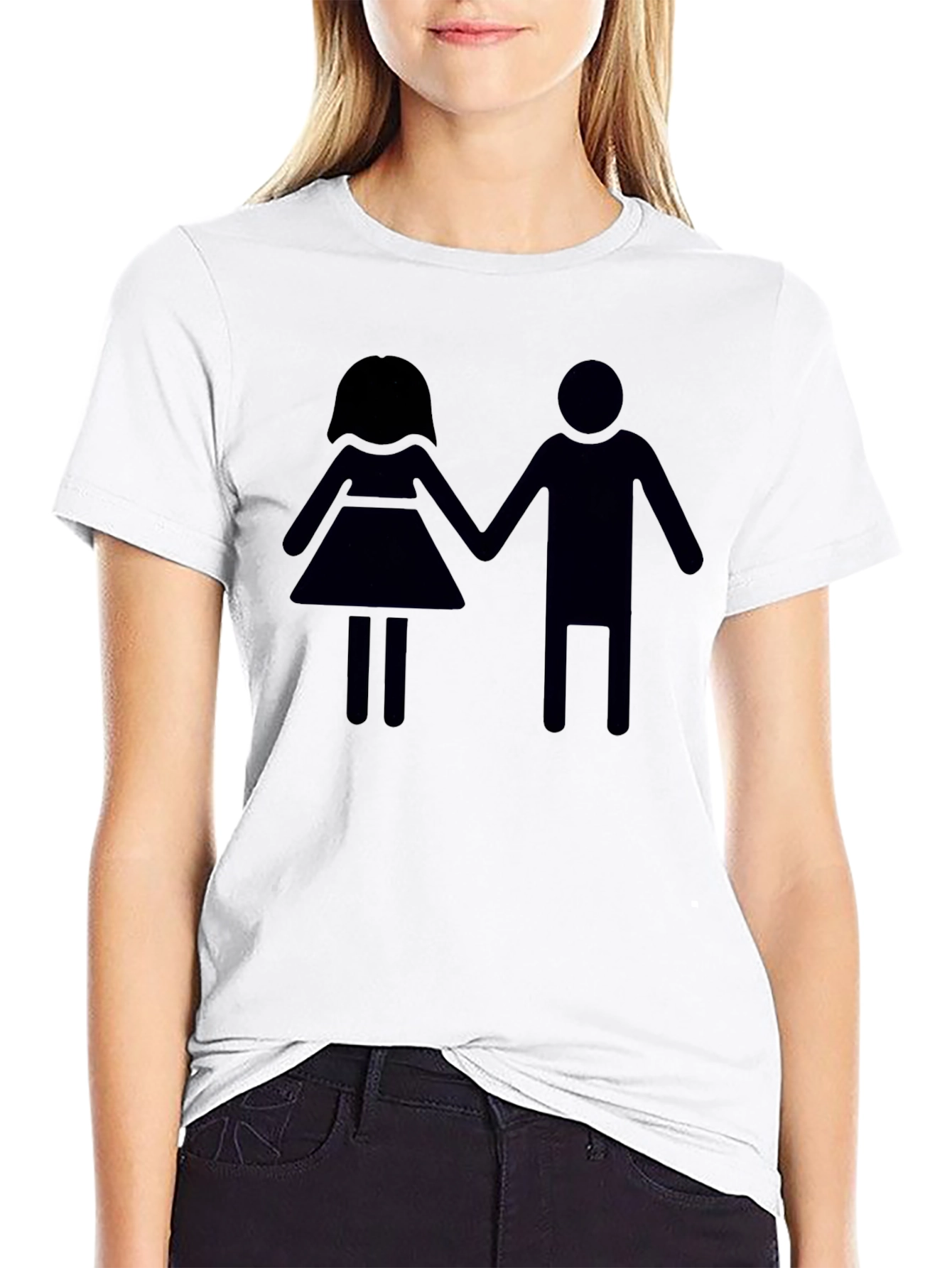 Black Stick Figure Couple Black T-Shirt view 9