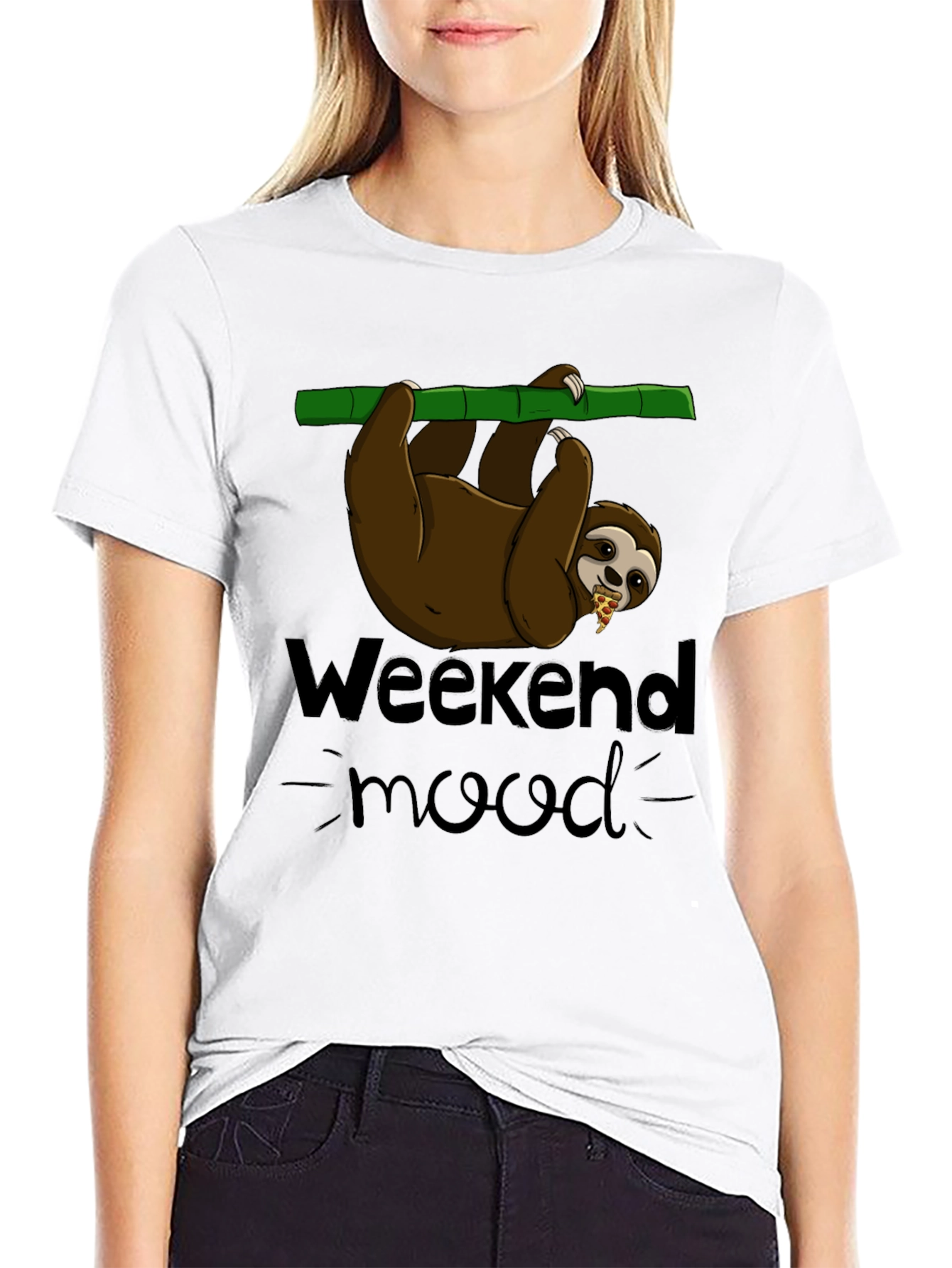Black Weekend Mood Sloth Graphic T-Shirt view 9
