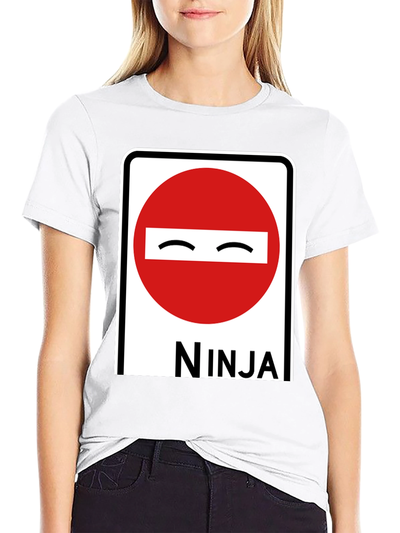 Black Ninja Road Sign Graphic T-Shirt view 9