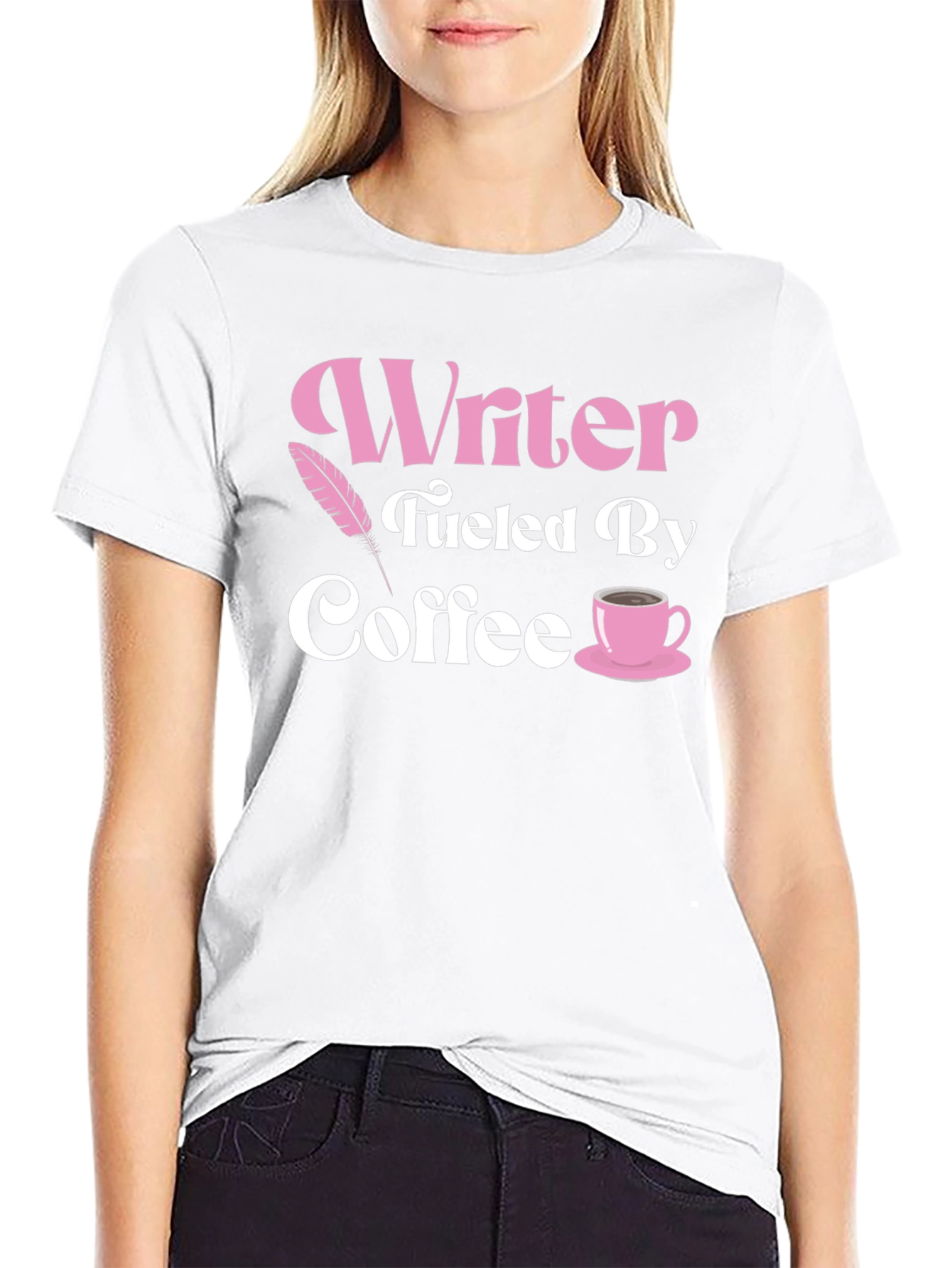 Black Writer Fueled By Coffee Black T-Shirt view 9