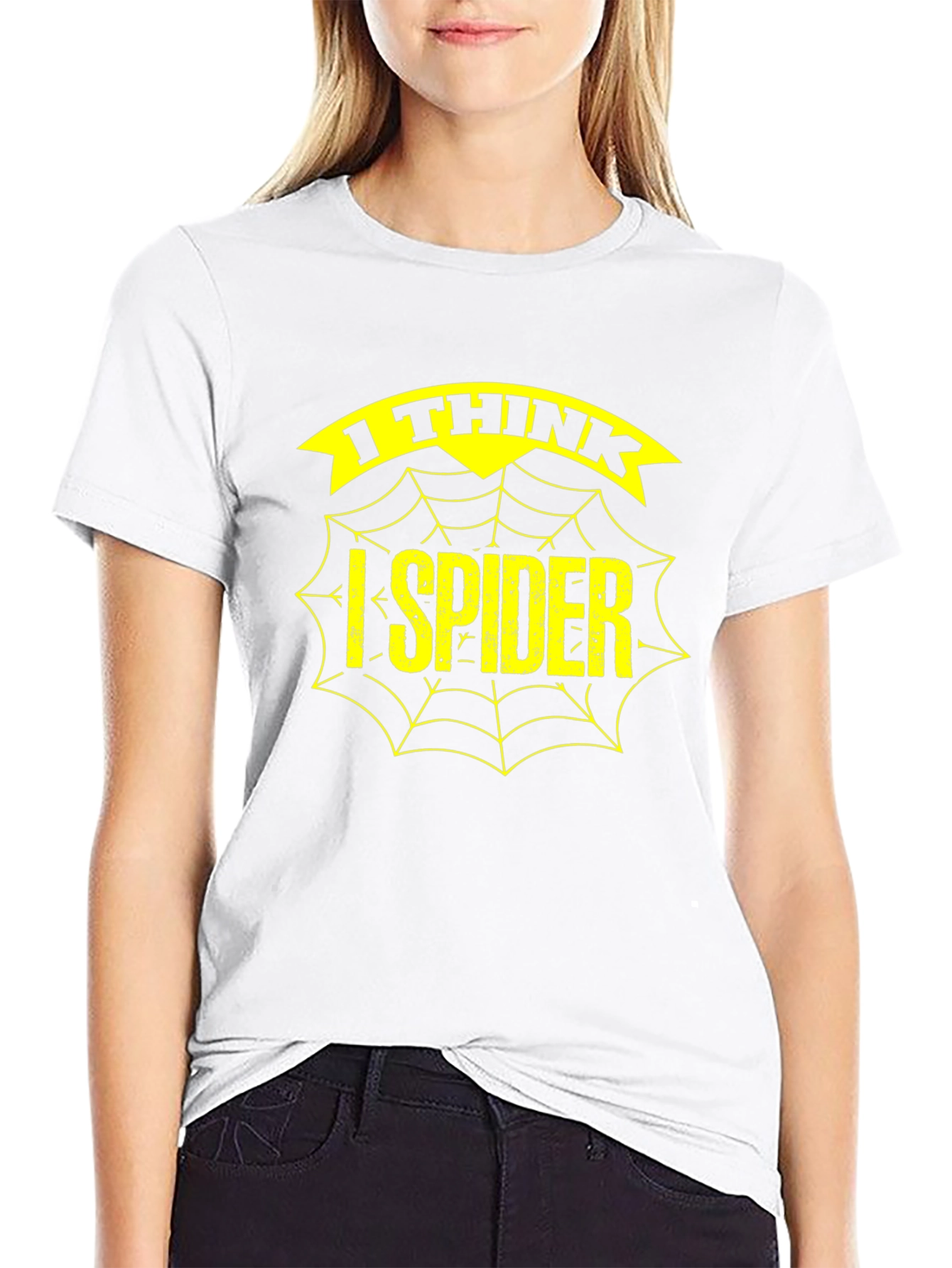 Black I Think I Spider Funny Graphic T-Shirt view 9