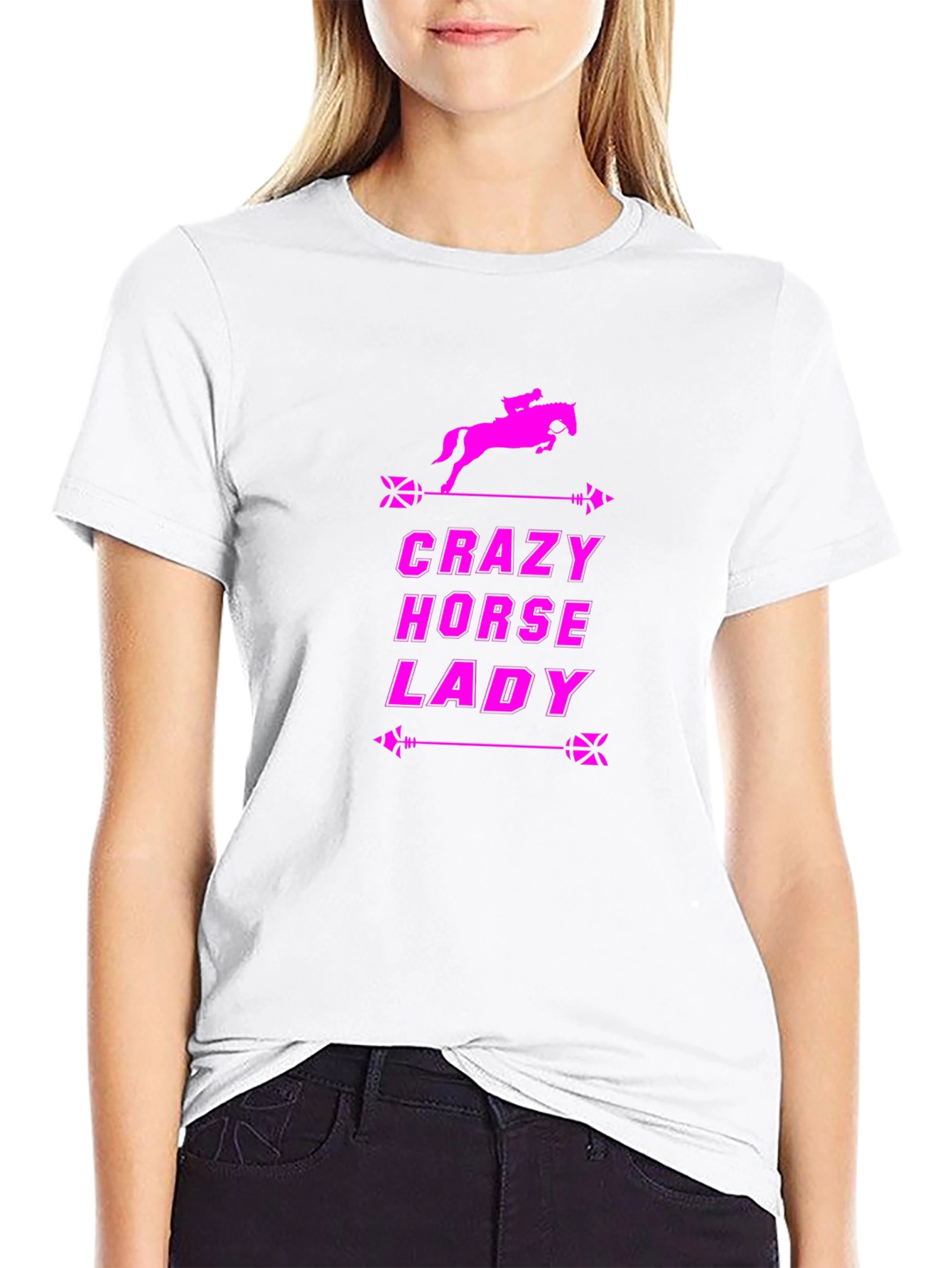 Black Crazy Horse Lady Black T-Shirt view 9