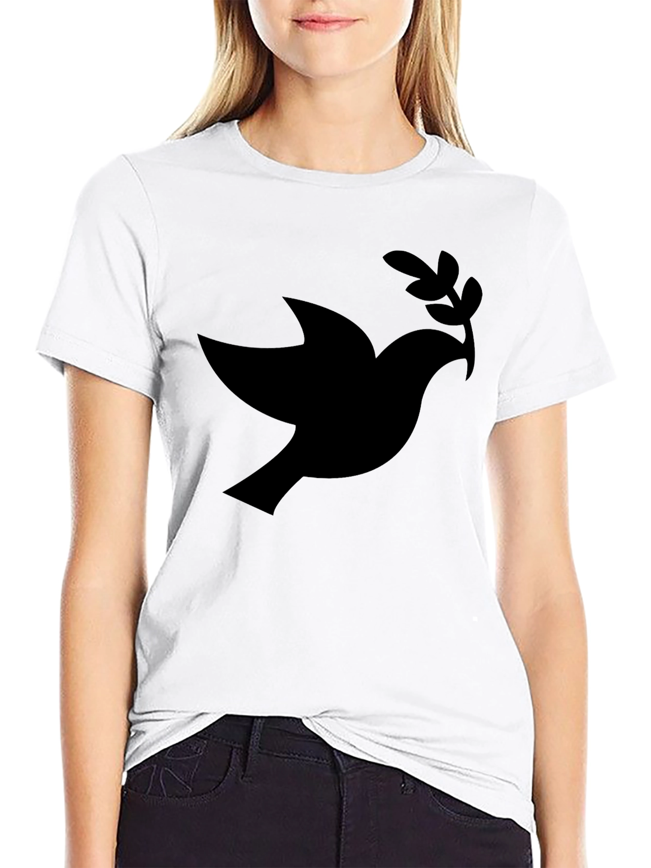 Black Dove of Peace Graphic Tee - Black view 9