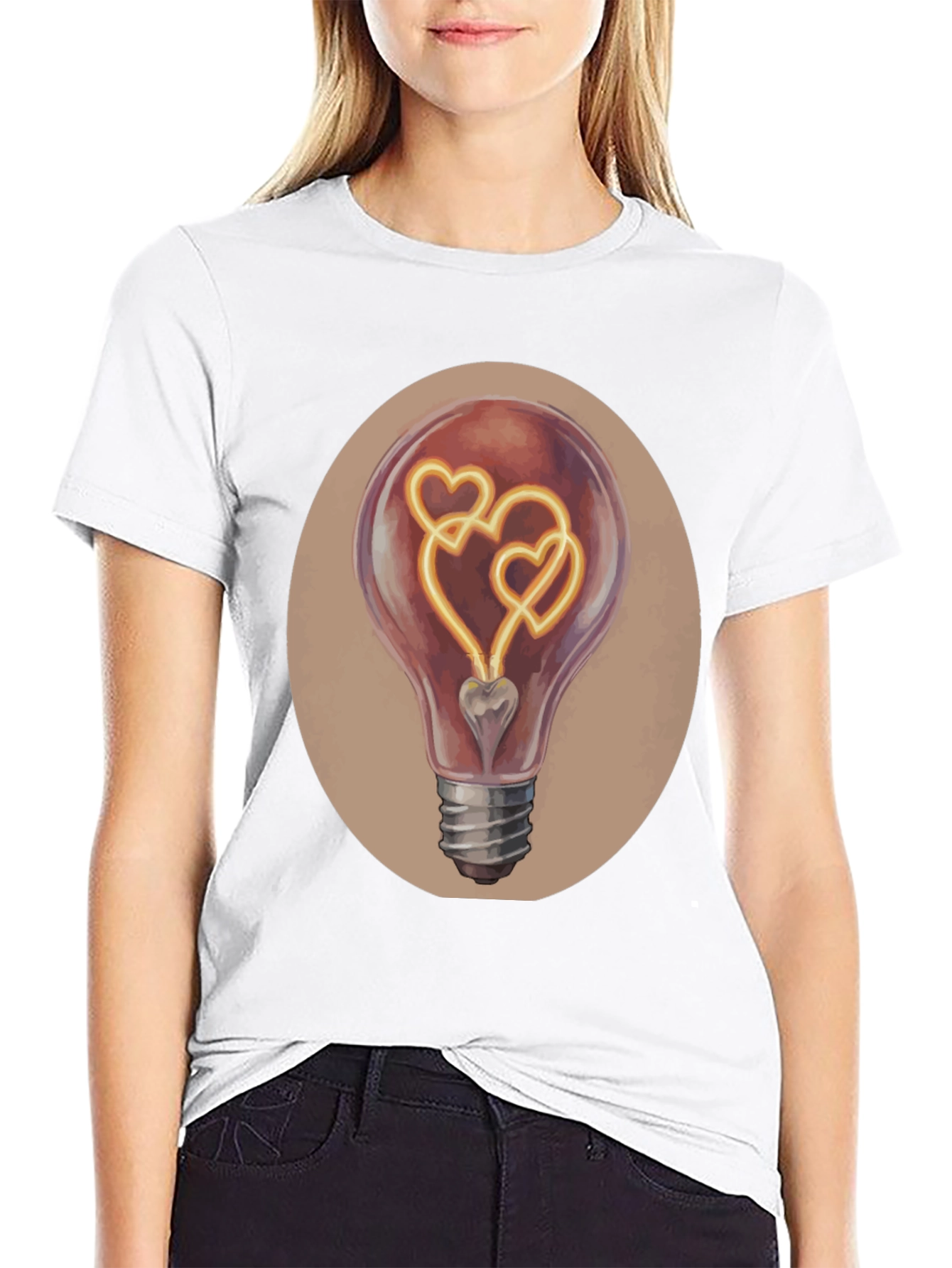 Black Heart Bulb Graphic Tee - Express Your Love! view 9