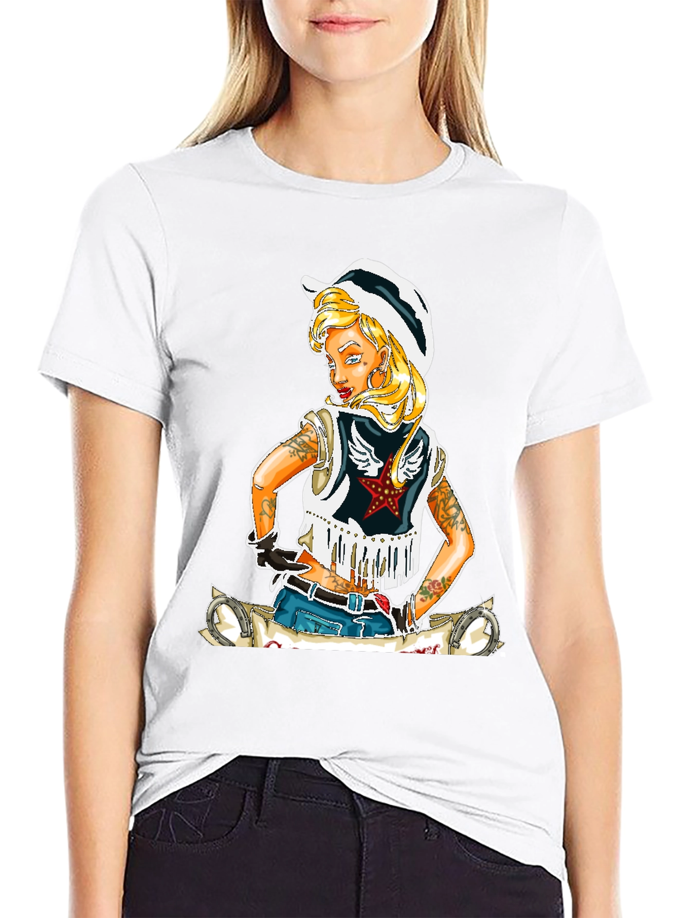 Black Cowgirl Graphic T-Shirt - Unique Design view 9