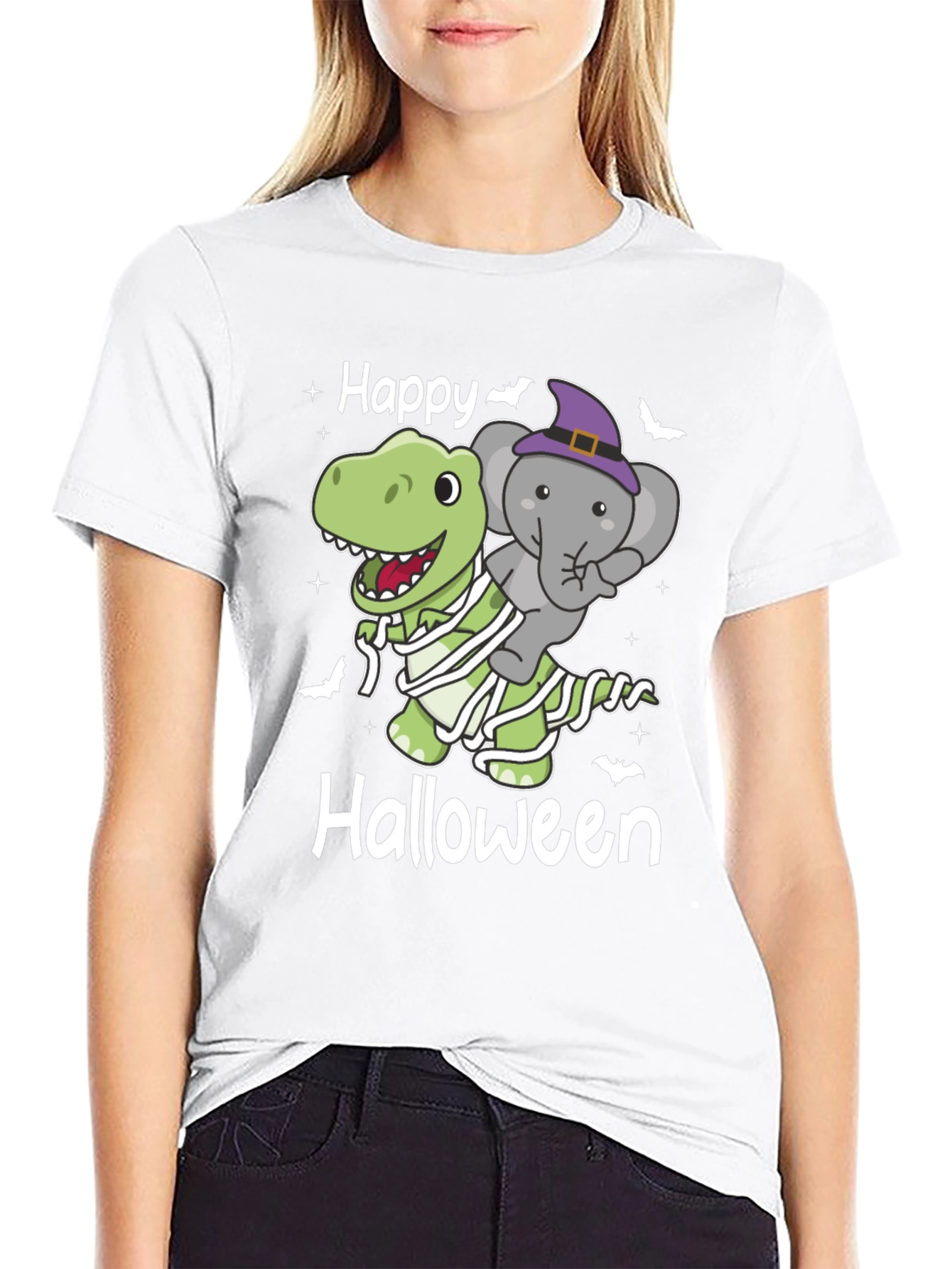 Happy Halloween Dinosaur & Elephant T-Shirt - 9