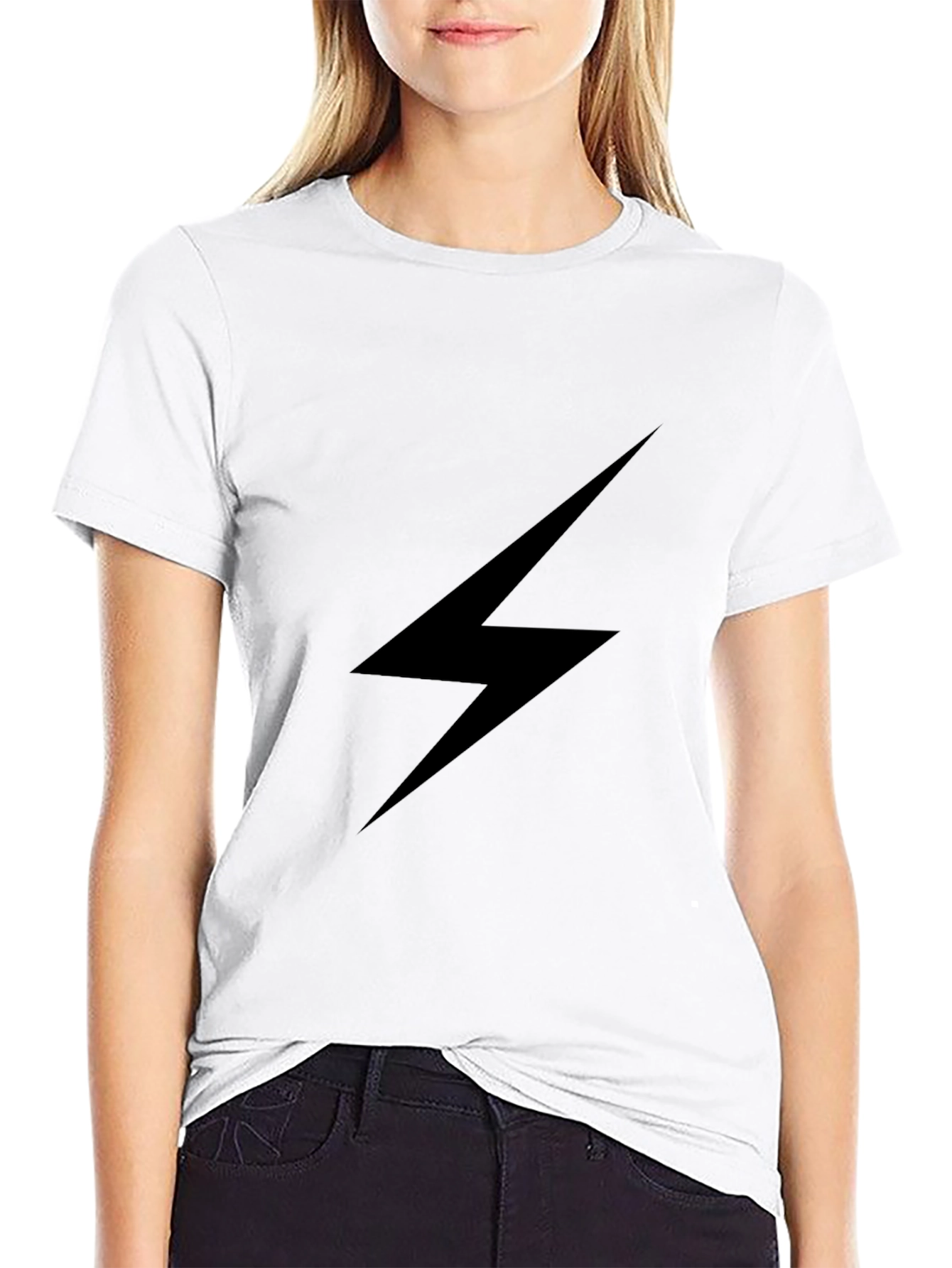 Black Black Lightning Bolt Graphic Tee - Stylish Casual Wear view 9