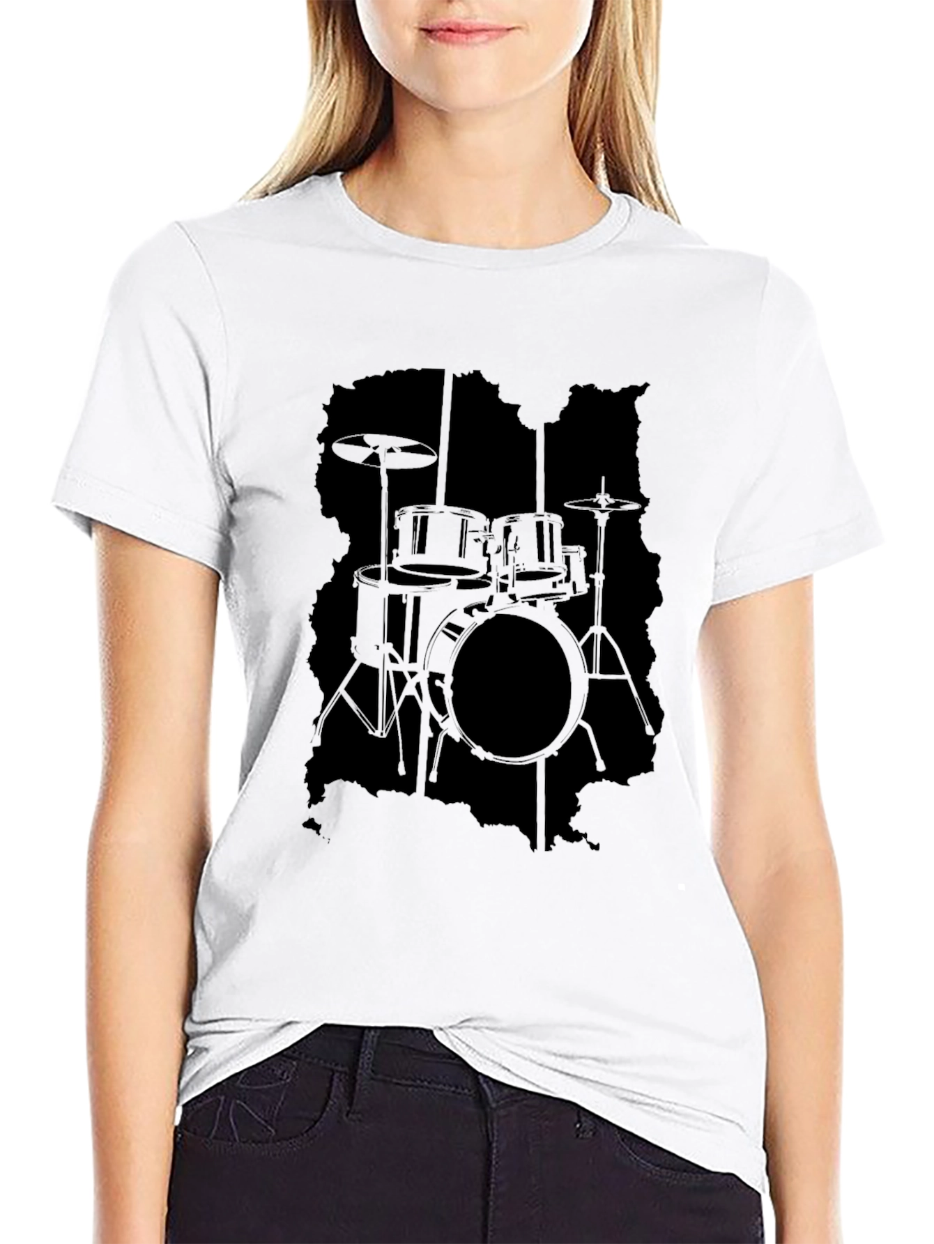 Black Black Drum Set Graphic T-Shirt view 9