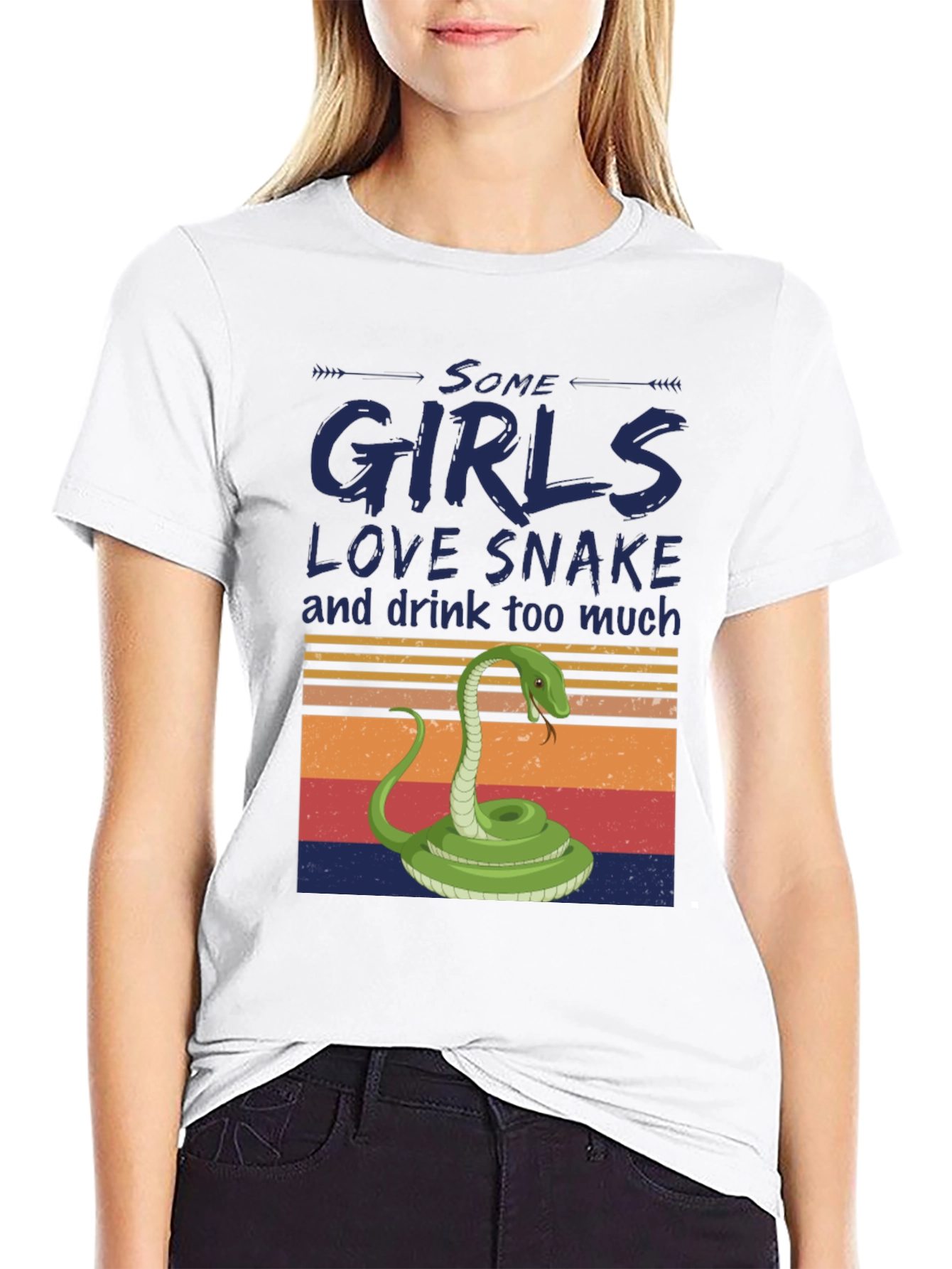 Black Some Girls Love Snake T-Shirt view 9