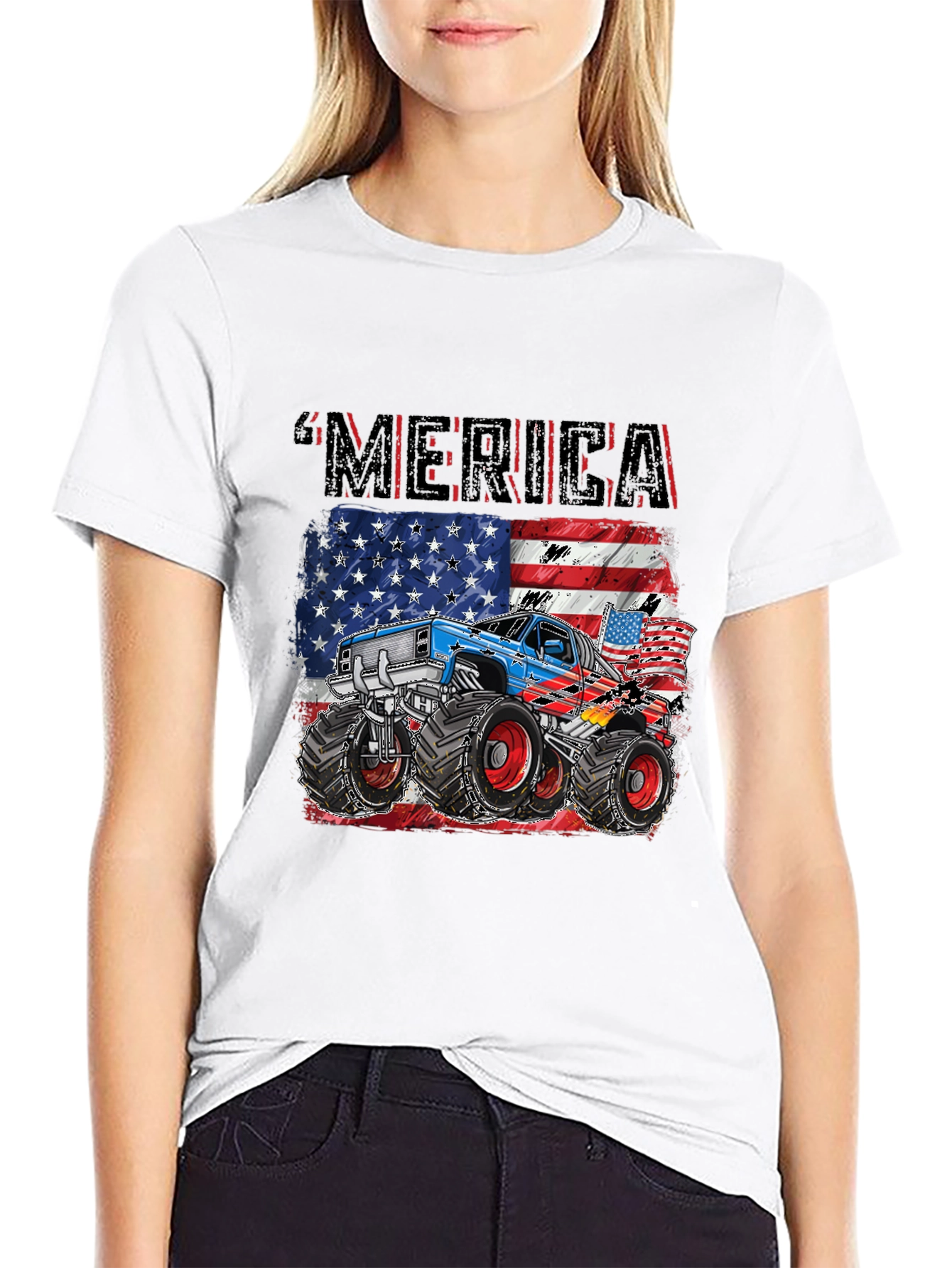 Black American Pride Monster Truck Graphic Tee view 9