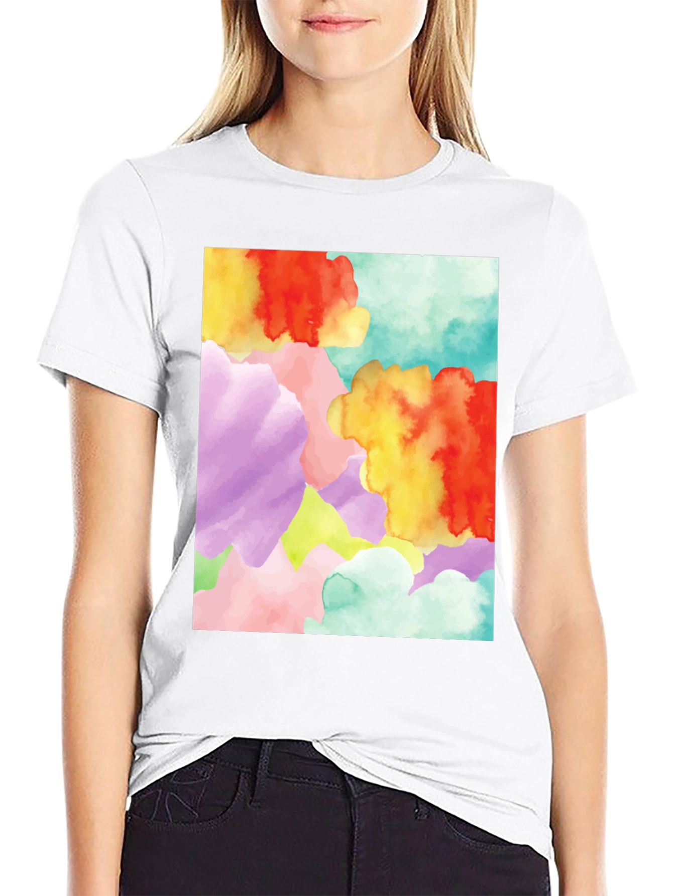 Black Abstract Watercolor Graphic Tee - Unique Design view 9